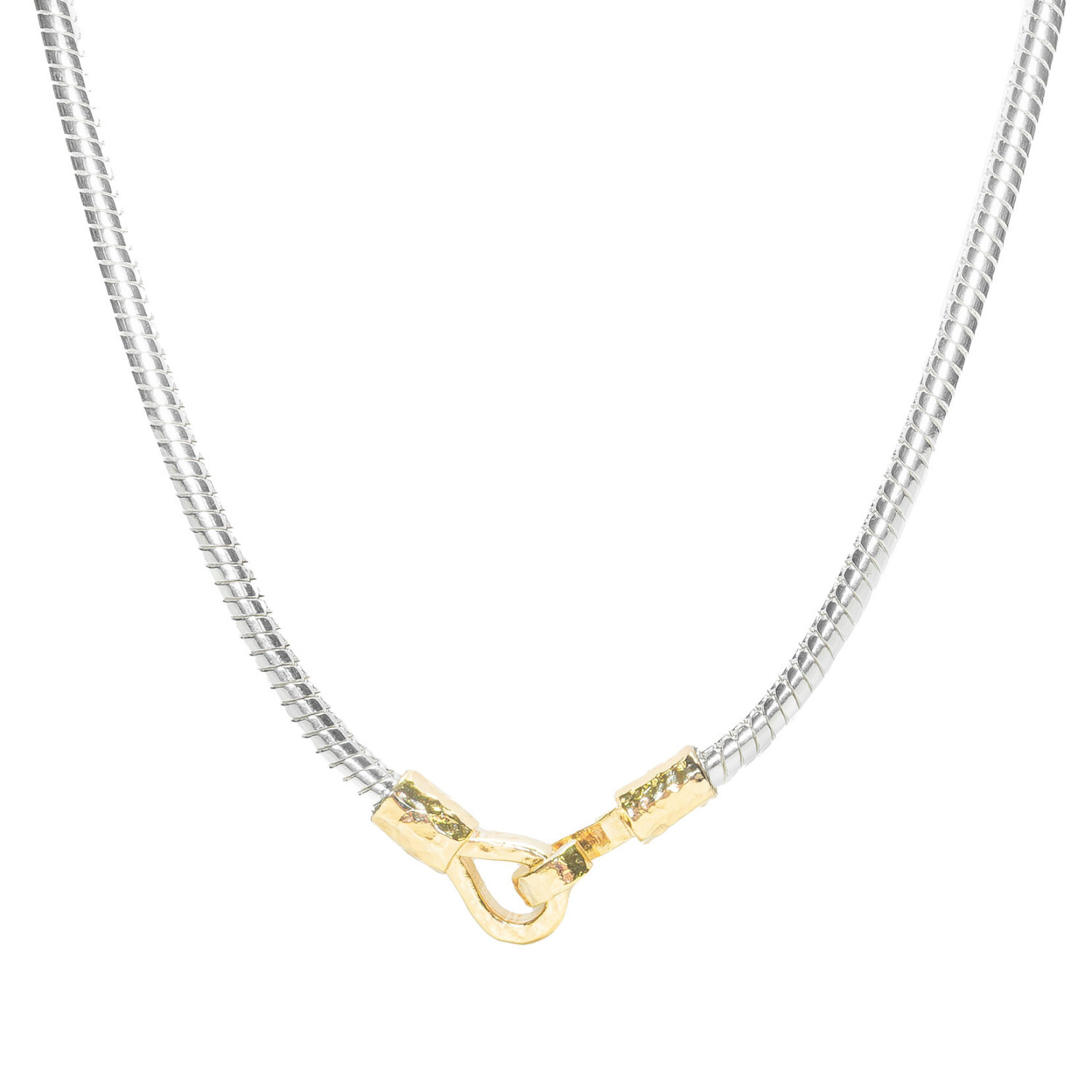 1SS0418-129 [SING A SONG]  HOOK, EYES & CROIX Collier Chaîne Serpent Hook Martelé Pour Femme #ArgentéetDoré (EU)