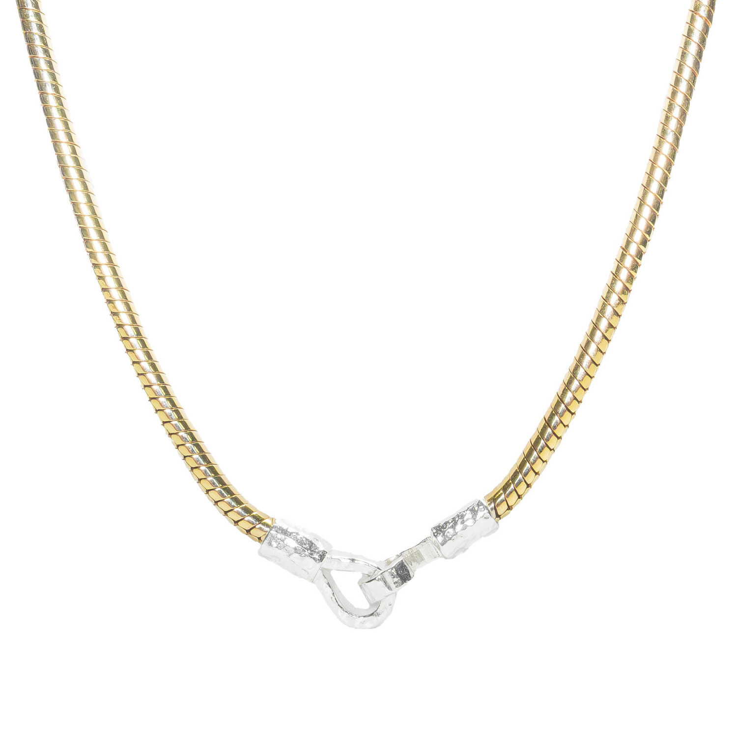 1SS0418-131 [SING A SONG]  HOOK, EYES & CROIX Collier Chaîne Serpent Hook Martelé Pour Femme #DoréetArgenté (EU)