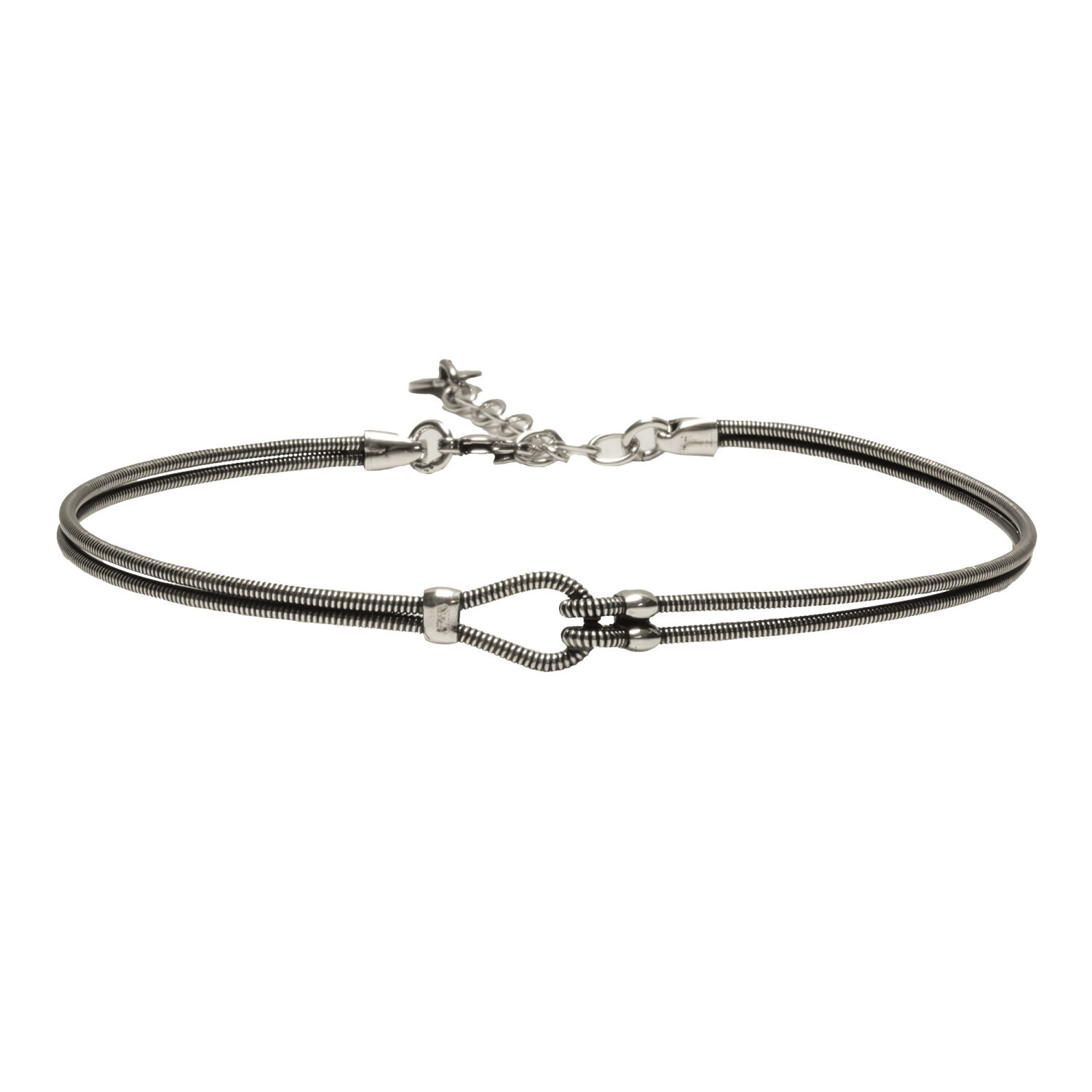 1SS0418-137 [SING A SONG]  MEN'S Bracelet Horizontal Double Corde De Guitare #Argentévieilli (EU)