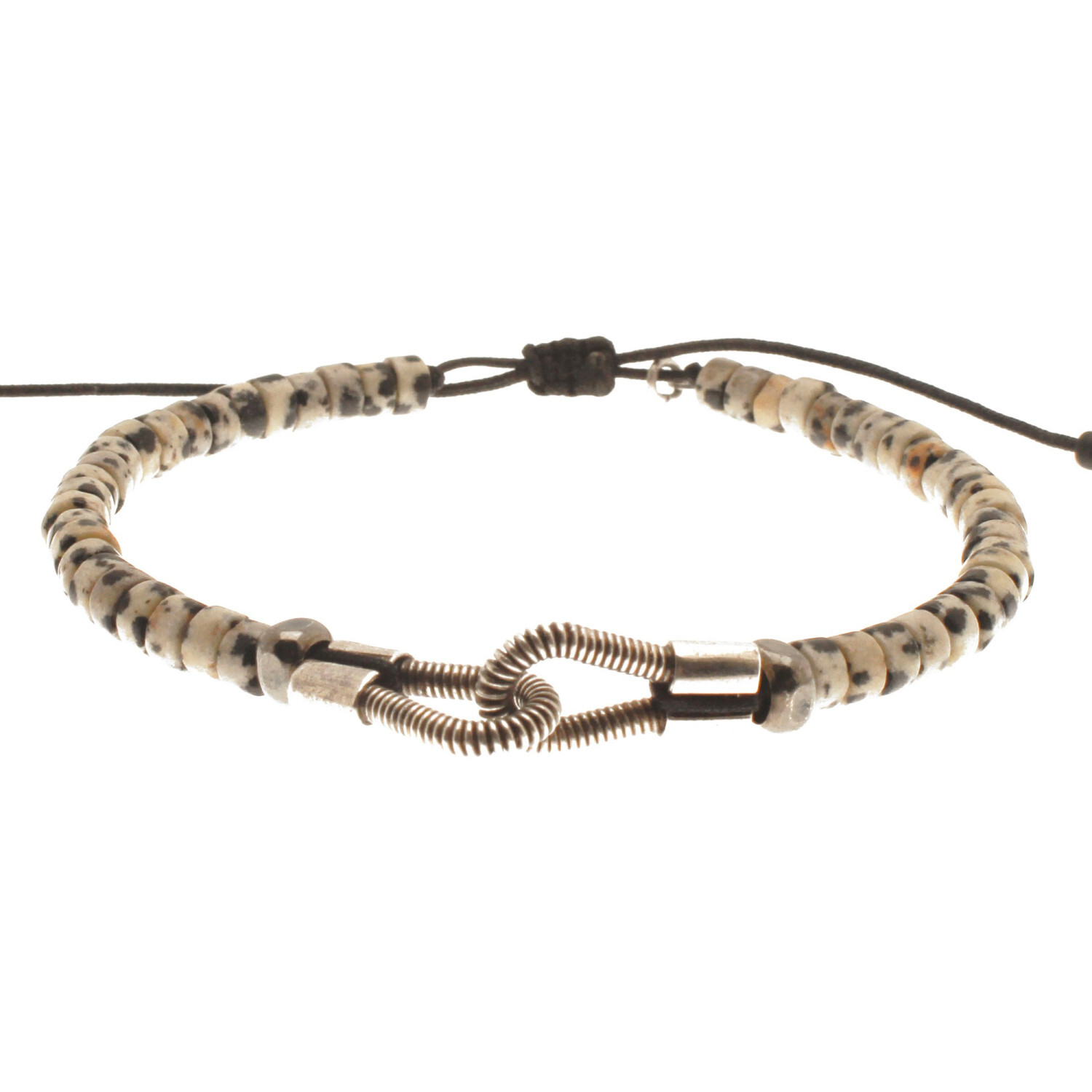 1SS0418-143 [SING A SONG]  MEN'S Bracelet You & Me Pierre Rondelle Sur Fil En Macramé #JASPEDALMATIEN (EU)