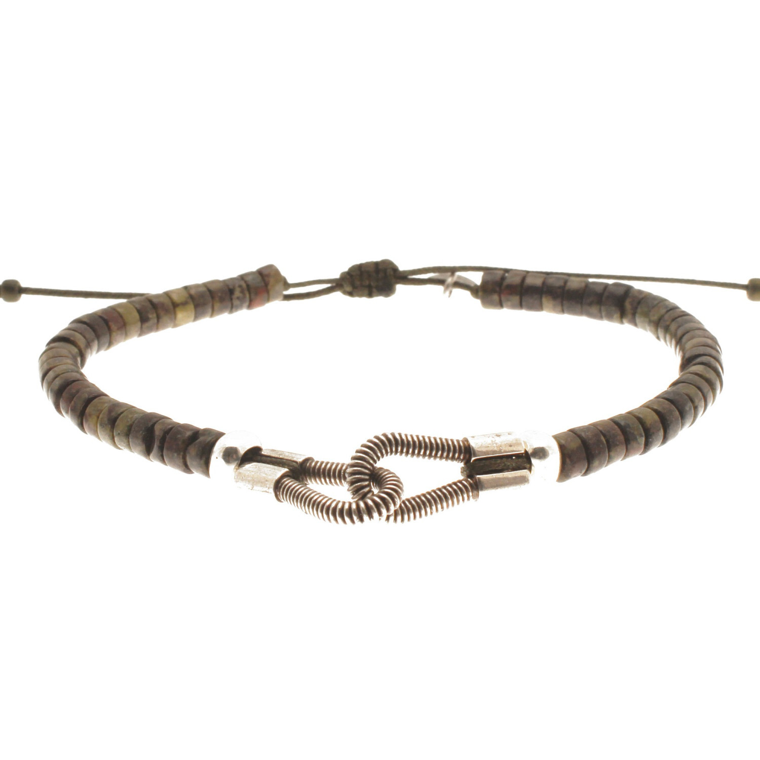 1SS0418-144 [SING A SONG]  MEN'S Bracelet You & Me Pierre Rondelle Sur Fil En Macramé #JASPEDRAGON (EU)