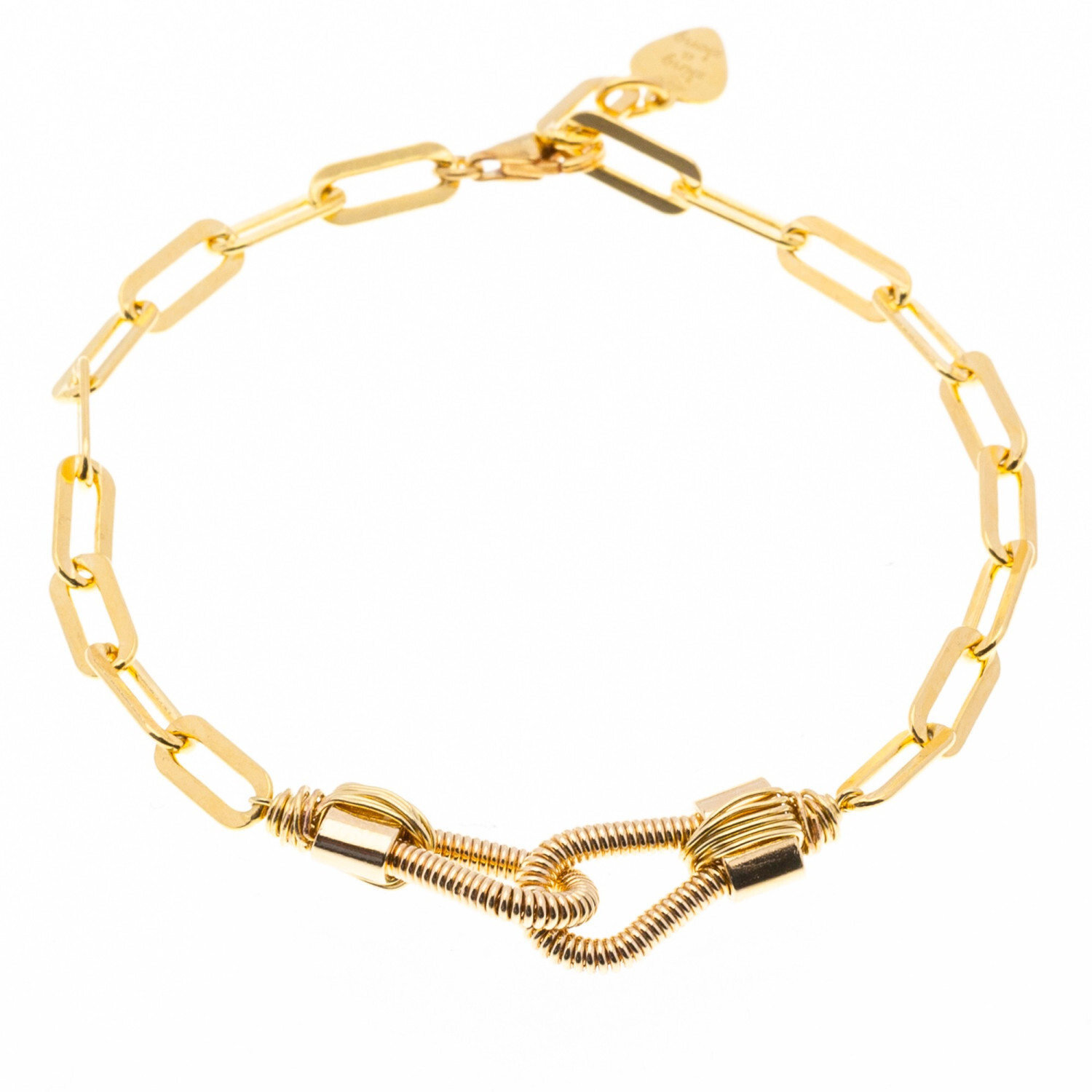 1SS0418-142 [SING A SONG]  JUST ME, YOU & ME Bracelet Chaîne Rectangulaire You & Me En Corde De Basse #Doréjaune (EU)