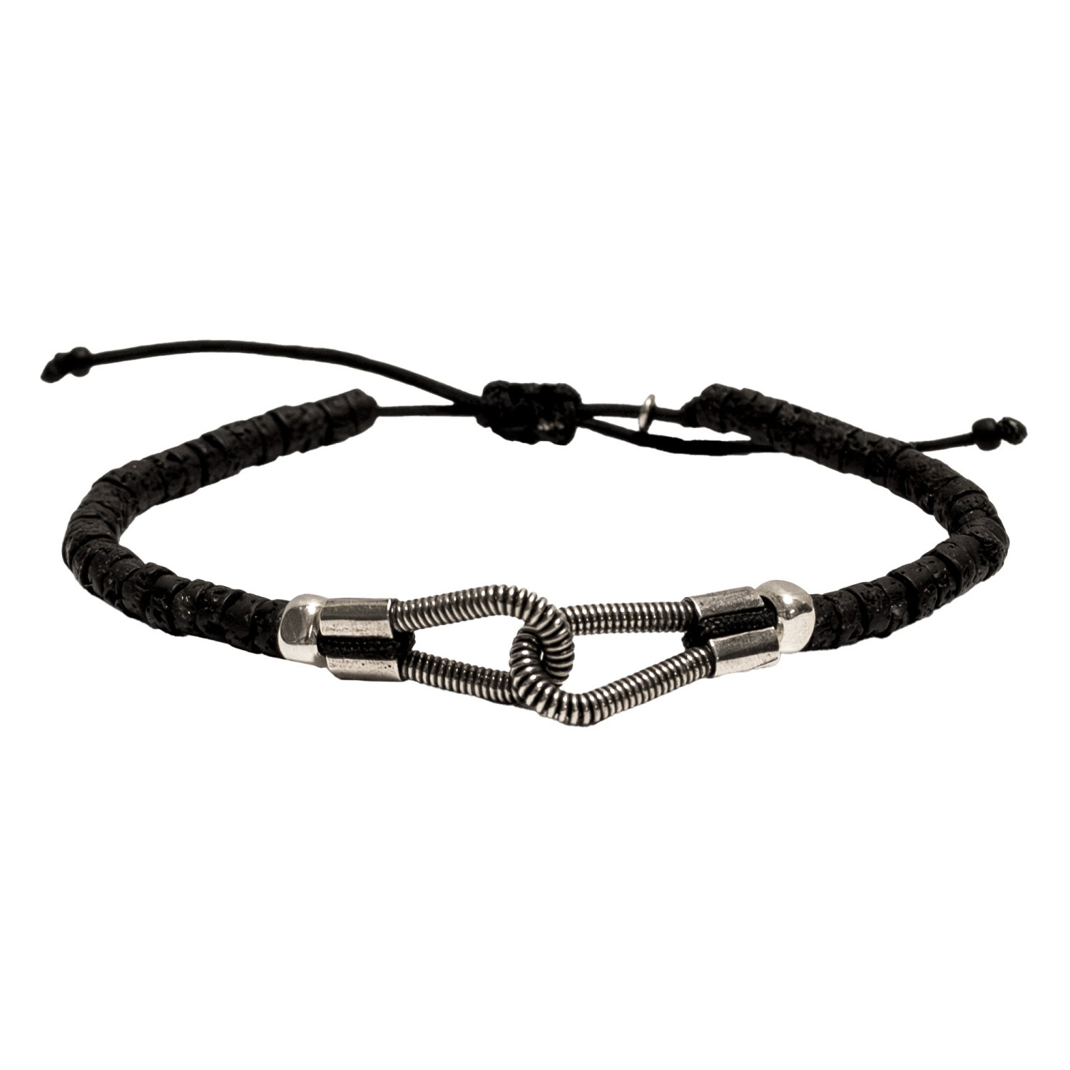 1SS0418-148 [SING A SONG]  MEN'S Bracelet You & Me Pierre Rondelle Sur Fil En Macramé #LAVE (EU)