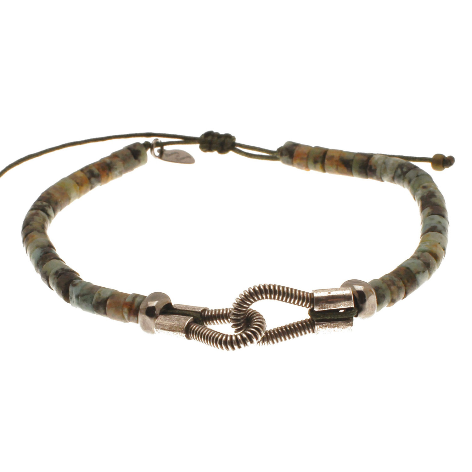 1SS0418-151 [SING A SONG]  MEN'S Bracelet You & Me Pierre Rondelle Sur Fil En Macramé #TURQUOISEMAT (EU)