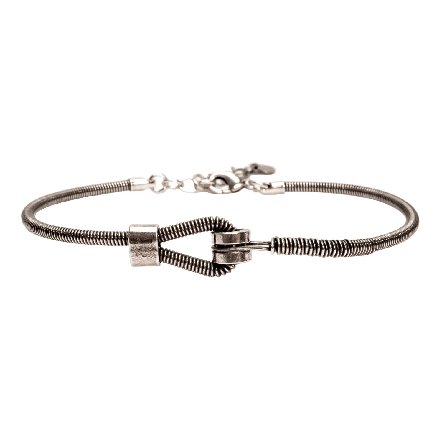 1SS0418-171 [SING A SONG]  MEN'S Bracelet "Just Me" Horizontale En Corde De Basse #Argentévieilli (EU)