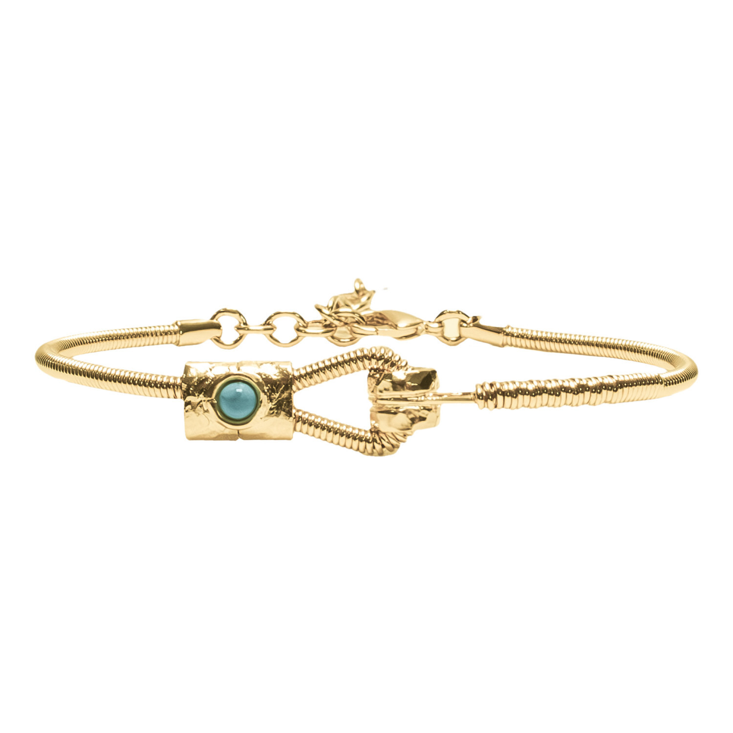 1SS0418-173 [SING A SONG]  JUST ME, YOU & ME Bracelet " Just Me" Corde De Basse Fixation Horizontale Et Pierre Naturelle #TURQUOISE (EU)