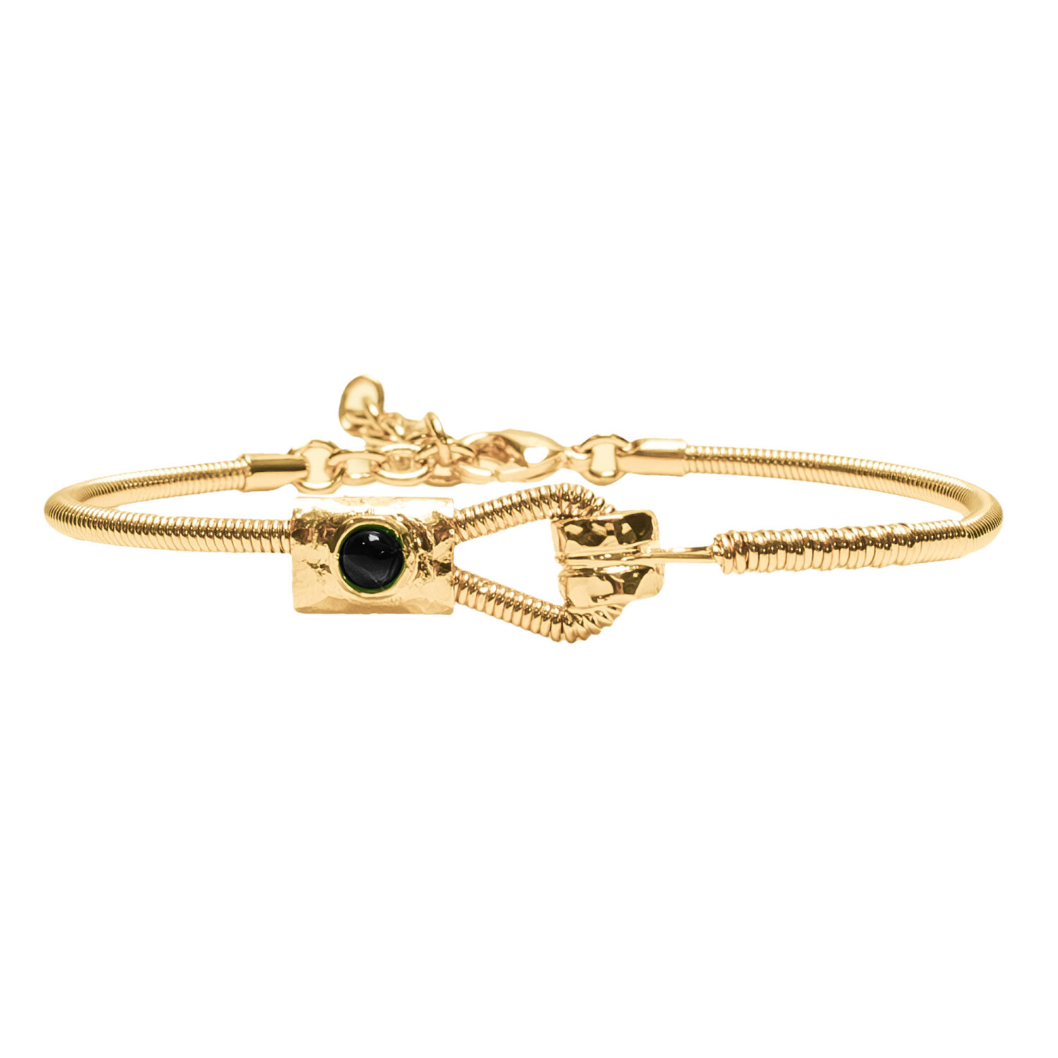 1SS0418-176 [SING A SONG]  JUST ME, YOU & ME Bracelet " Just Me" Corde De Basse Fixation Horizontale Et Pierre Naturelle #ONYX (EU)