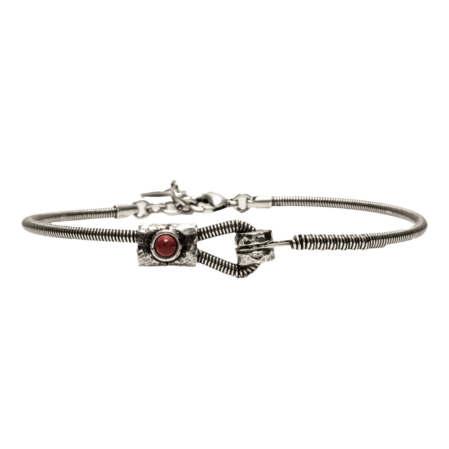 1SS0418-177 [SING A SONG]  MEN'S Bracelet "Just Me" En Corde De Basse Fixation Horizontale Et Pierre Naturelle #JASPEROUGE (EU)