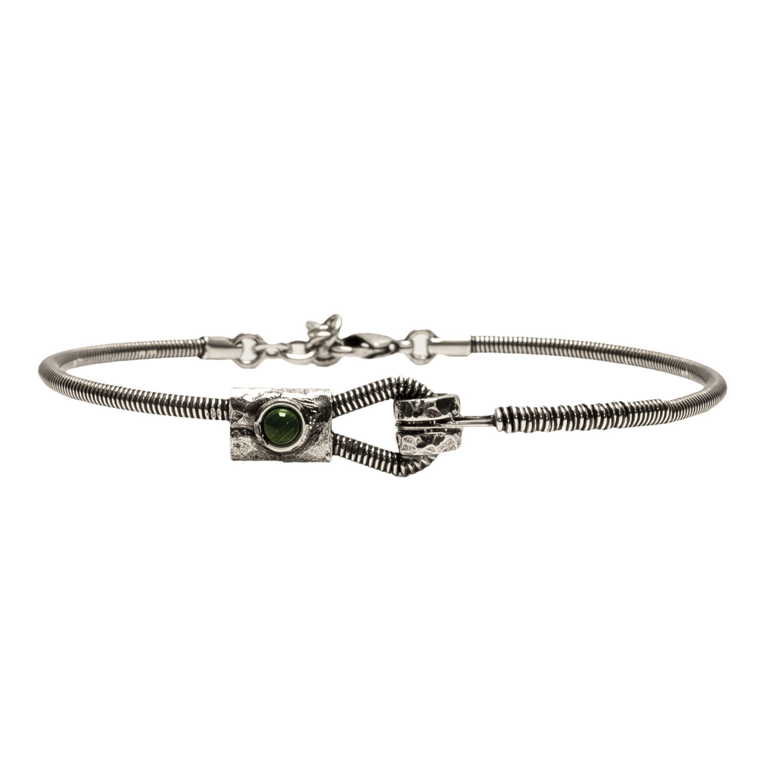 1SS0418-179 [SING A SONG]  MEN'S Bracelet "Just Me" En Corde De Basse Fixation Horizontale Et Pierre Naturelle #MALACHIT (EU)