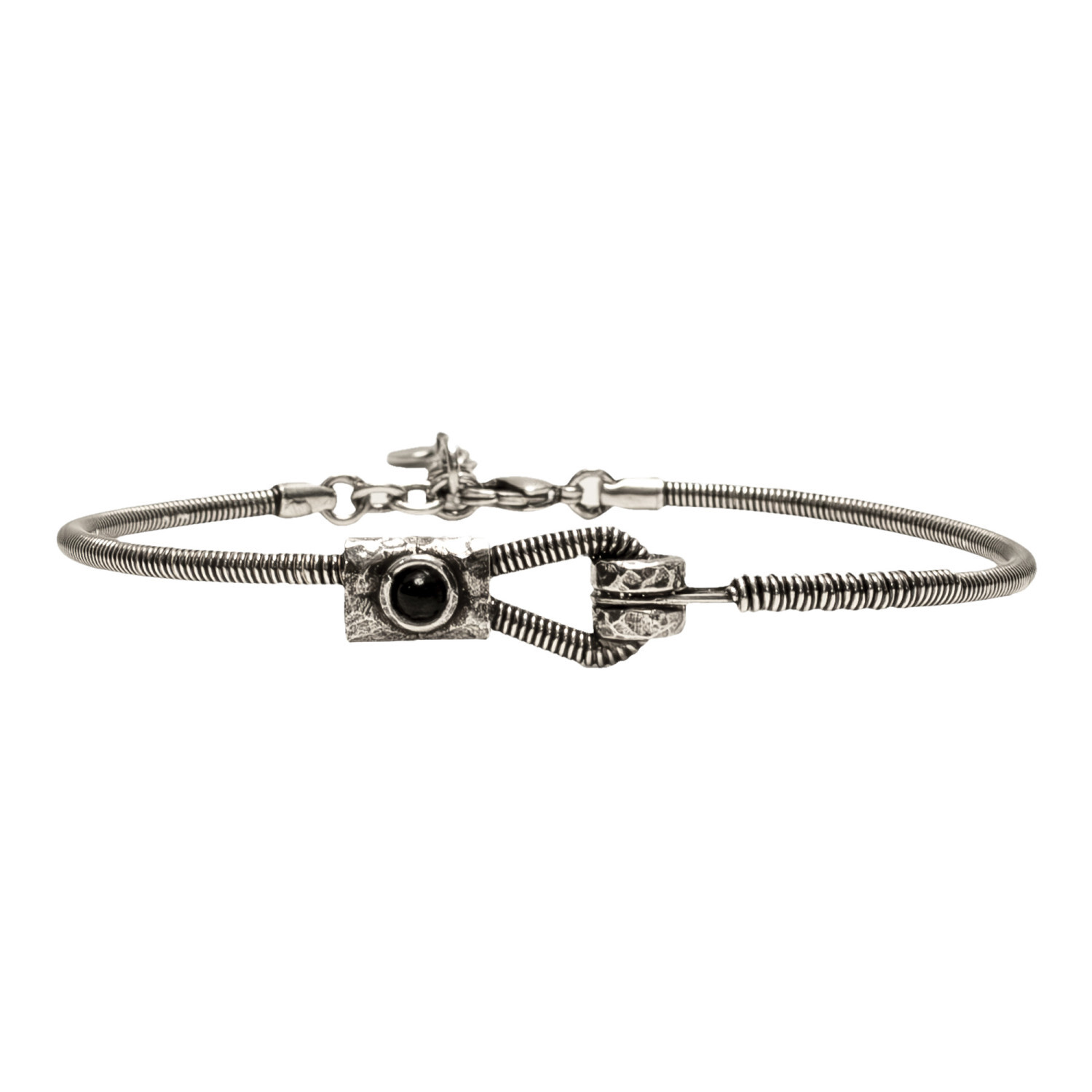 1SS0418-180 [SING A SONG]  MEN'S Bracelet "Just Me" En Corde De Basse Fixation Horizontale Et Pierre Naturelle #ONYX (EU)