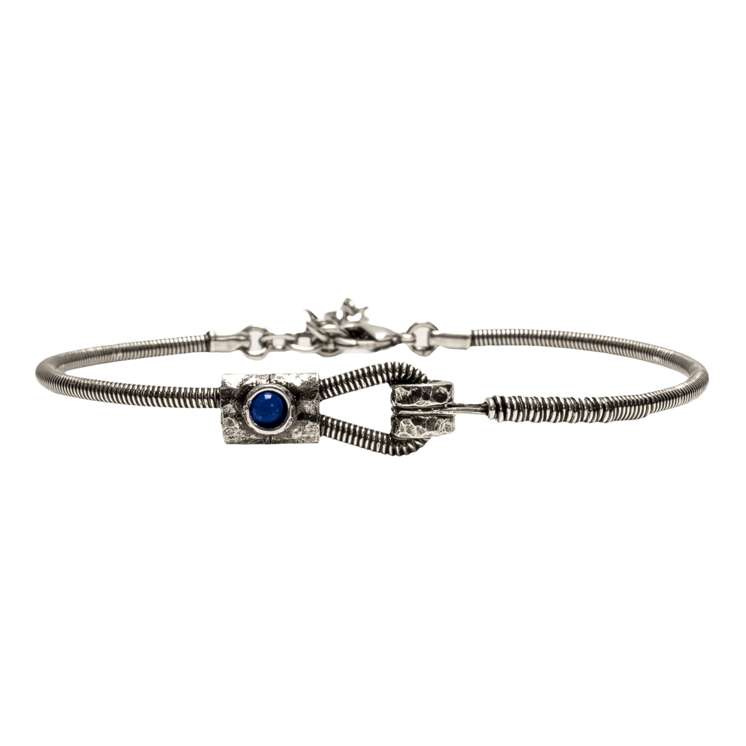 1SS0418-178 [SING A SONG]  MEN'S Bracelet "Just Me" En Corde De Basse Fixation Horizontale Et Pierre Naturelle #LAPIS (EU)