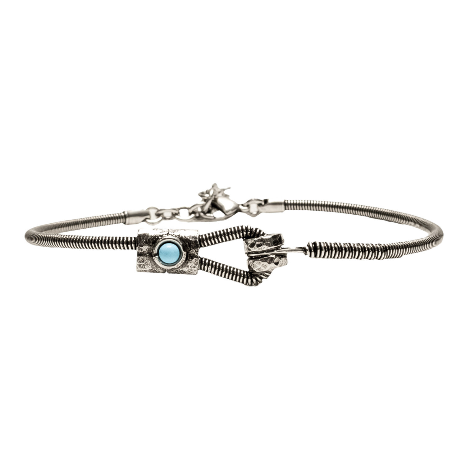 1SS0418-181 [SING A SONG]  MEN'S Bracelet "Just Me" En Corde De Basse Fixation Horizontale Et Pierre Naturelle #TURQUOISE (EU)
