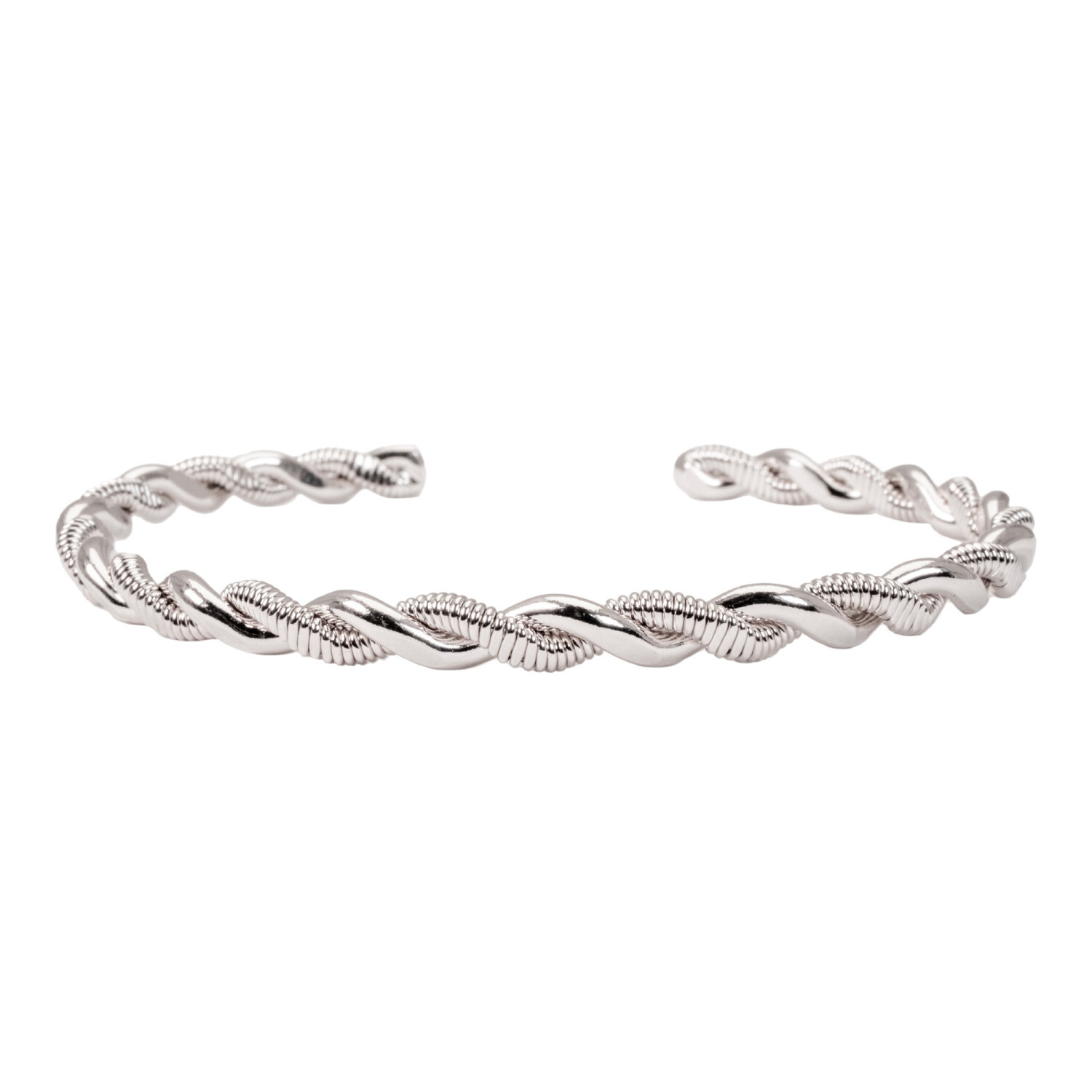 1SS0418-207 [SING A SONG]  TWIST, TURN &FIX Jonc En Corde De Basse Et Tresse Plate #Argenté (EU)