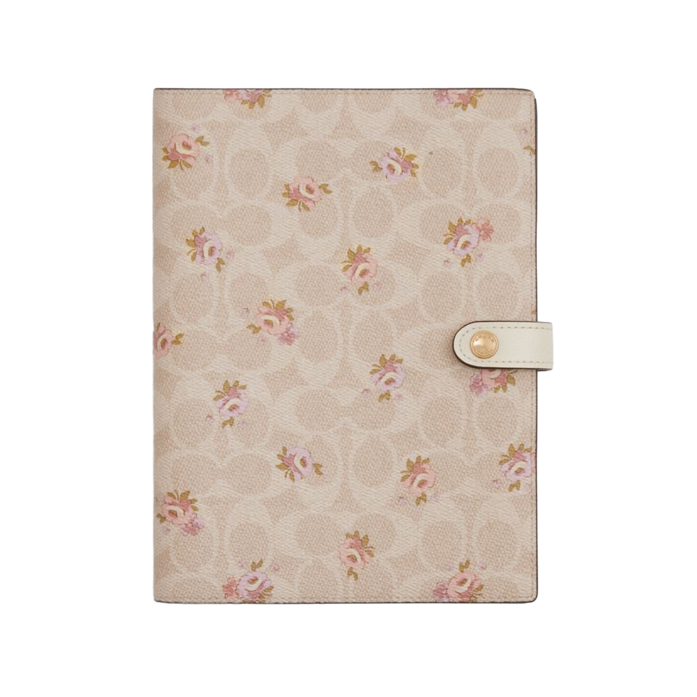 【Coach Outlet】Notebook In Signature Canvas With Floral Print  花