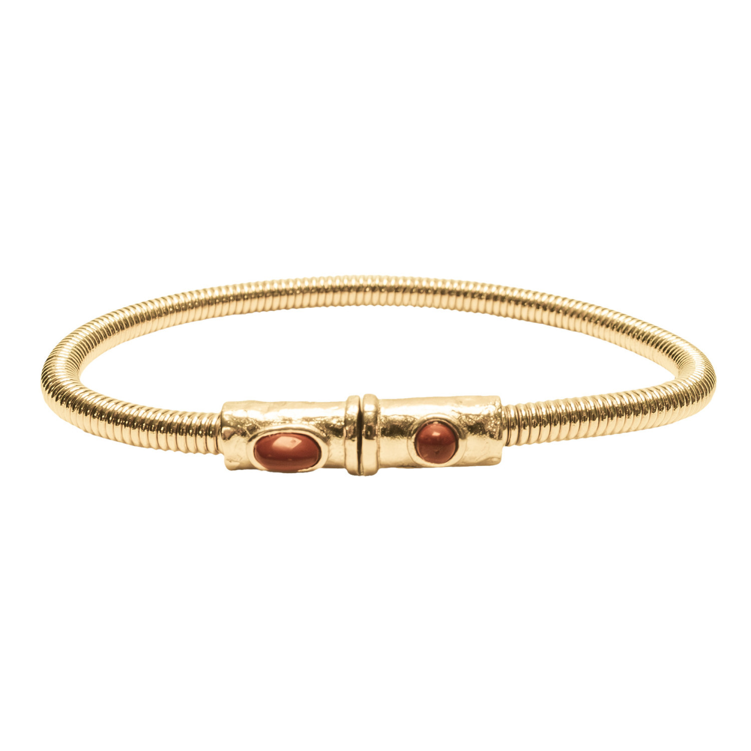 1SS0418-028 [SING A SONG]  BANG BANG Bracelet En Corde De Basse Big Avec Fermoir Aimanté Martelé Et Pierres Naturelles #JASPEROUGE (EU)