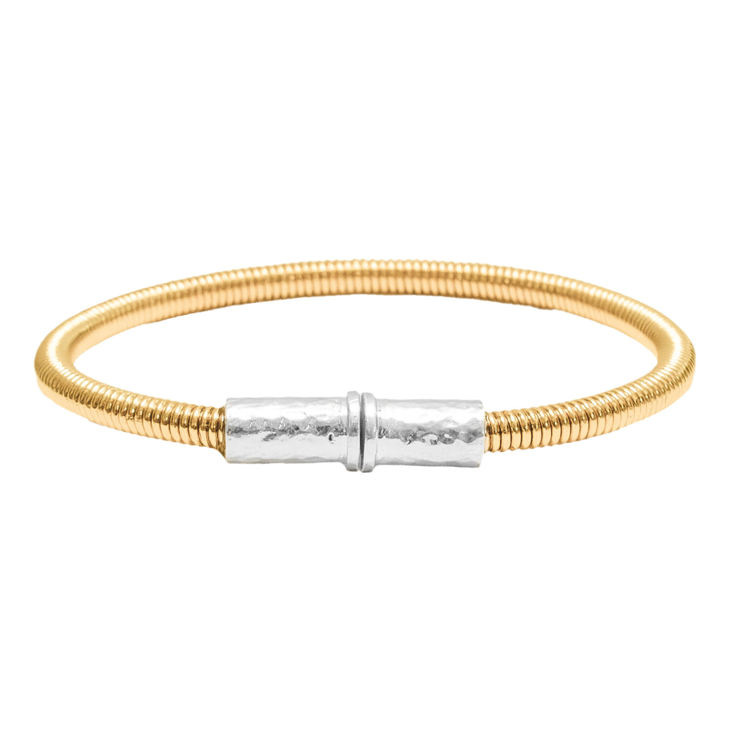 1SS0418-024 [SING A SONG]  BANG BANG Bracelet En Corde De Basse Avec Fermoir Aimanté Et Martelé #DoréetArgenté (EU)