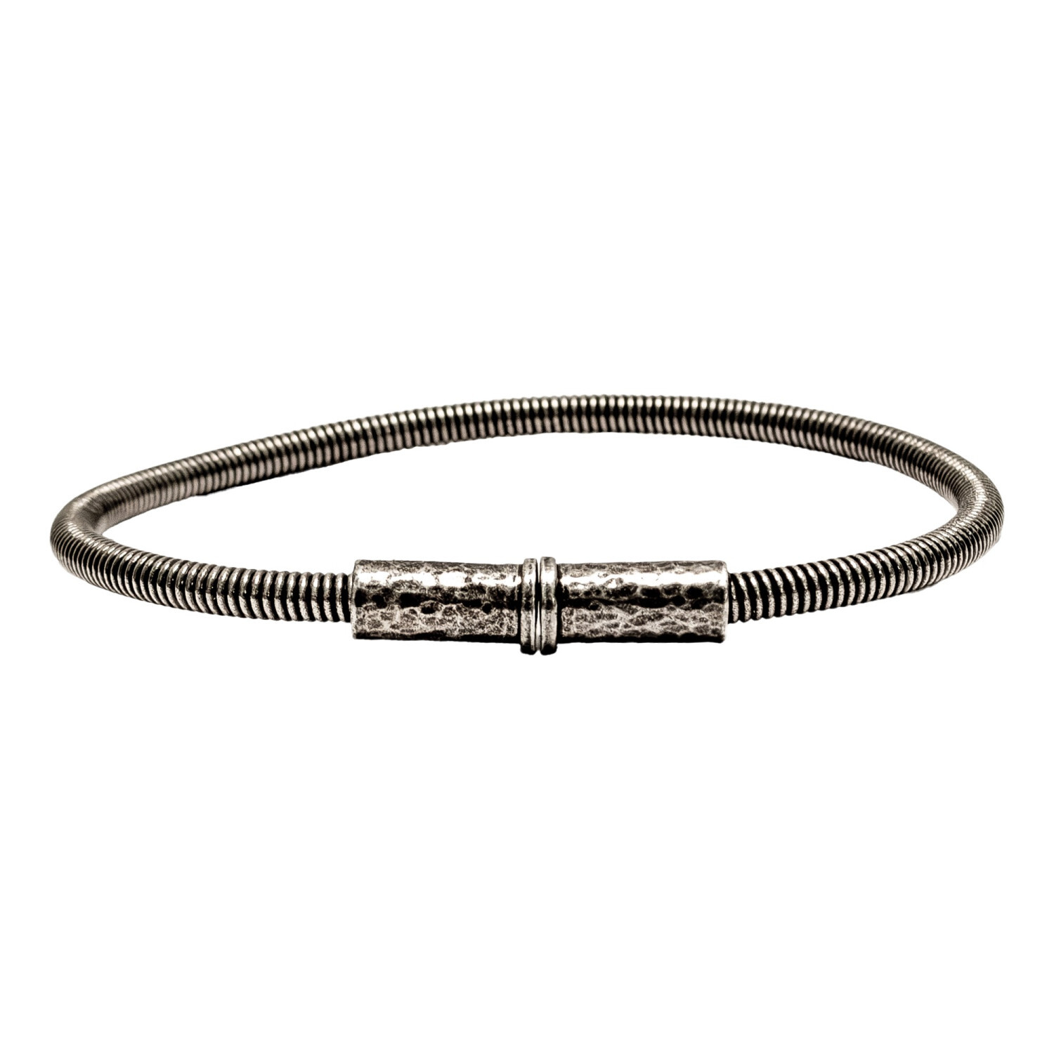 1SS0418-025 [SING A SONG]  MEN'S Bracelet En Corde De Basse Avec Fermoir Aimanté Et Martelé #Argentévieilli (EU)