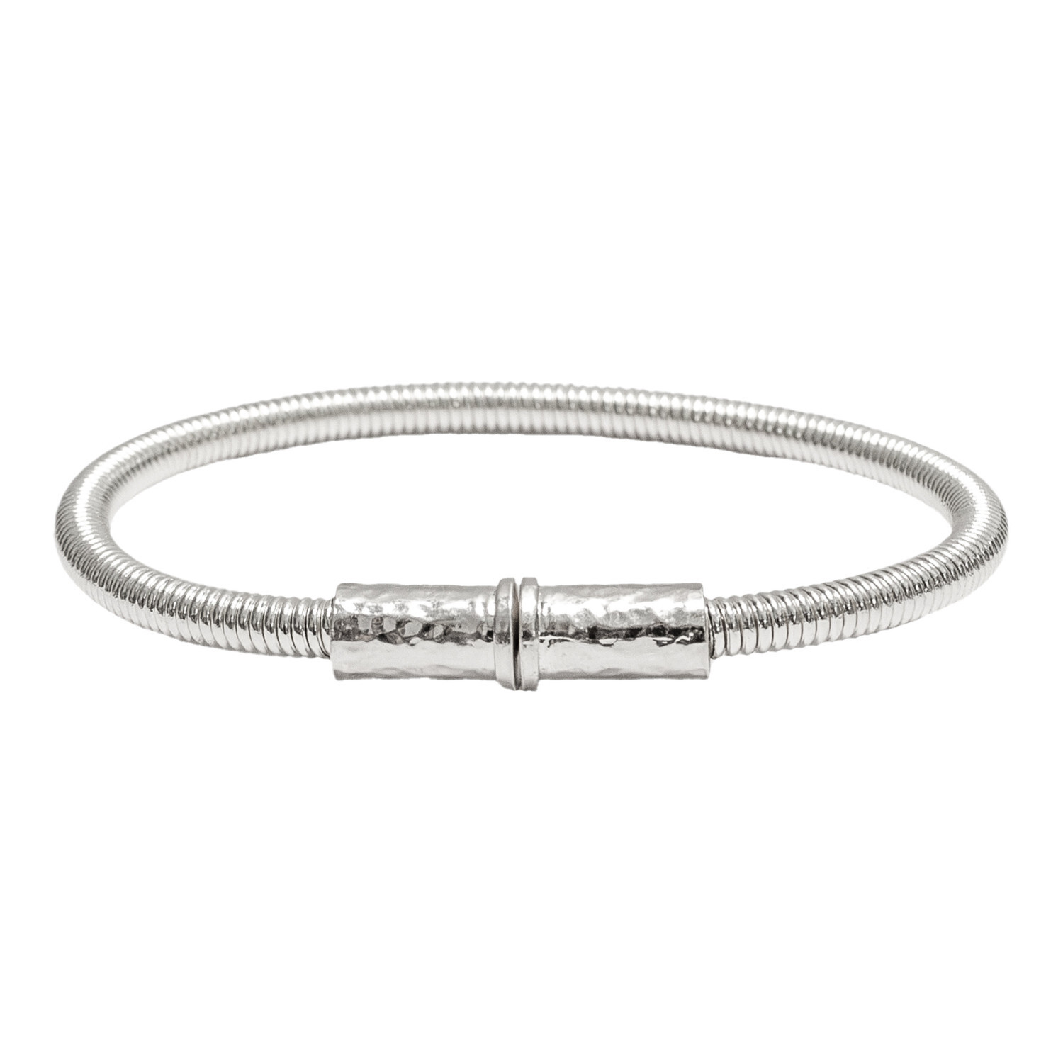 1SS0418-021 [SING A SONG]  BANG BANG Bracelet En Corde De Basse Avec Fermoir Aimanté Et Martelé #Argenté (EU)