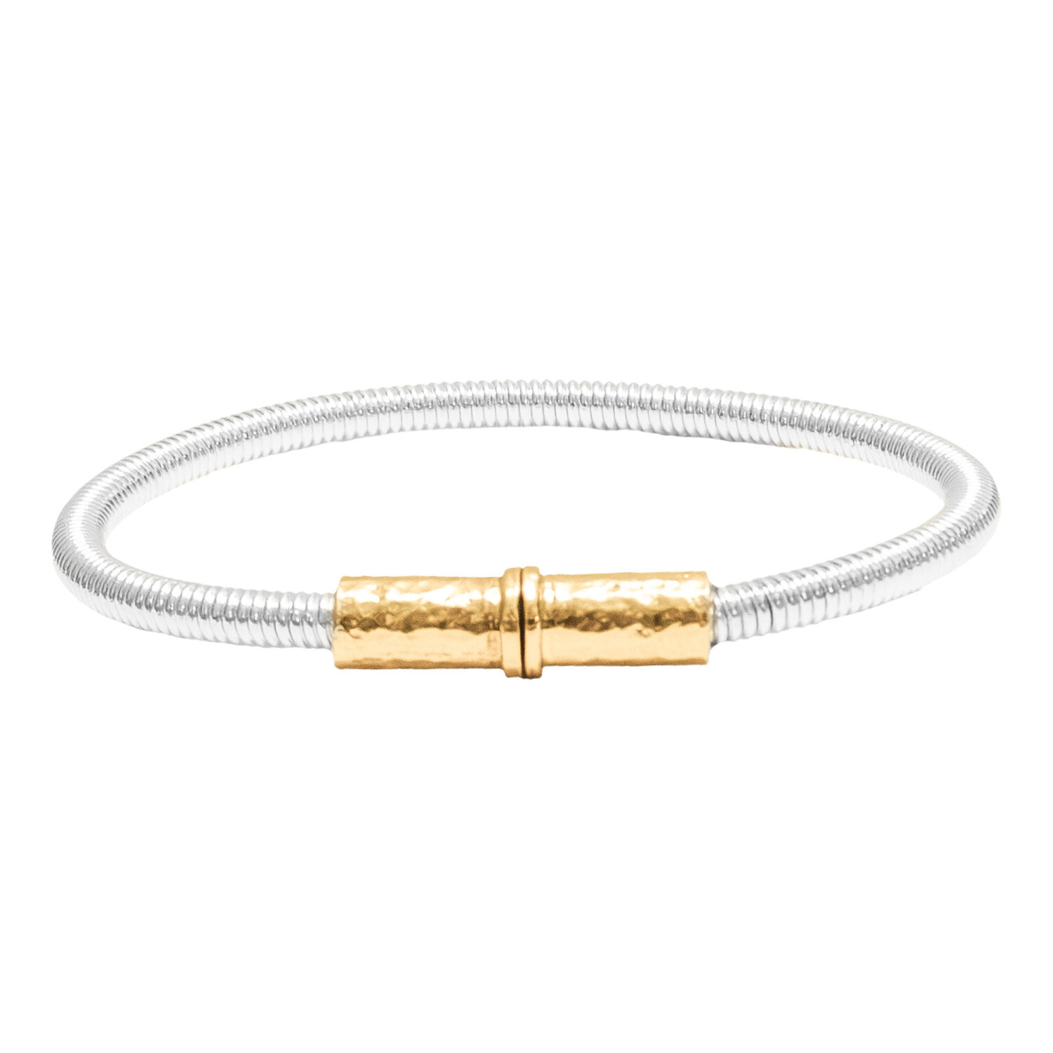 1SS0418-022 [SING A SONG]  BANG BANG Bracelet En Corde De Basse Avec Fermoir Aimanté Et Martelé #ArgentéetDoré (EU)