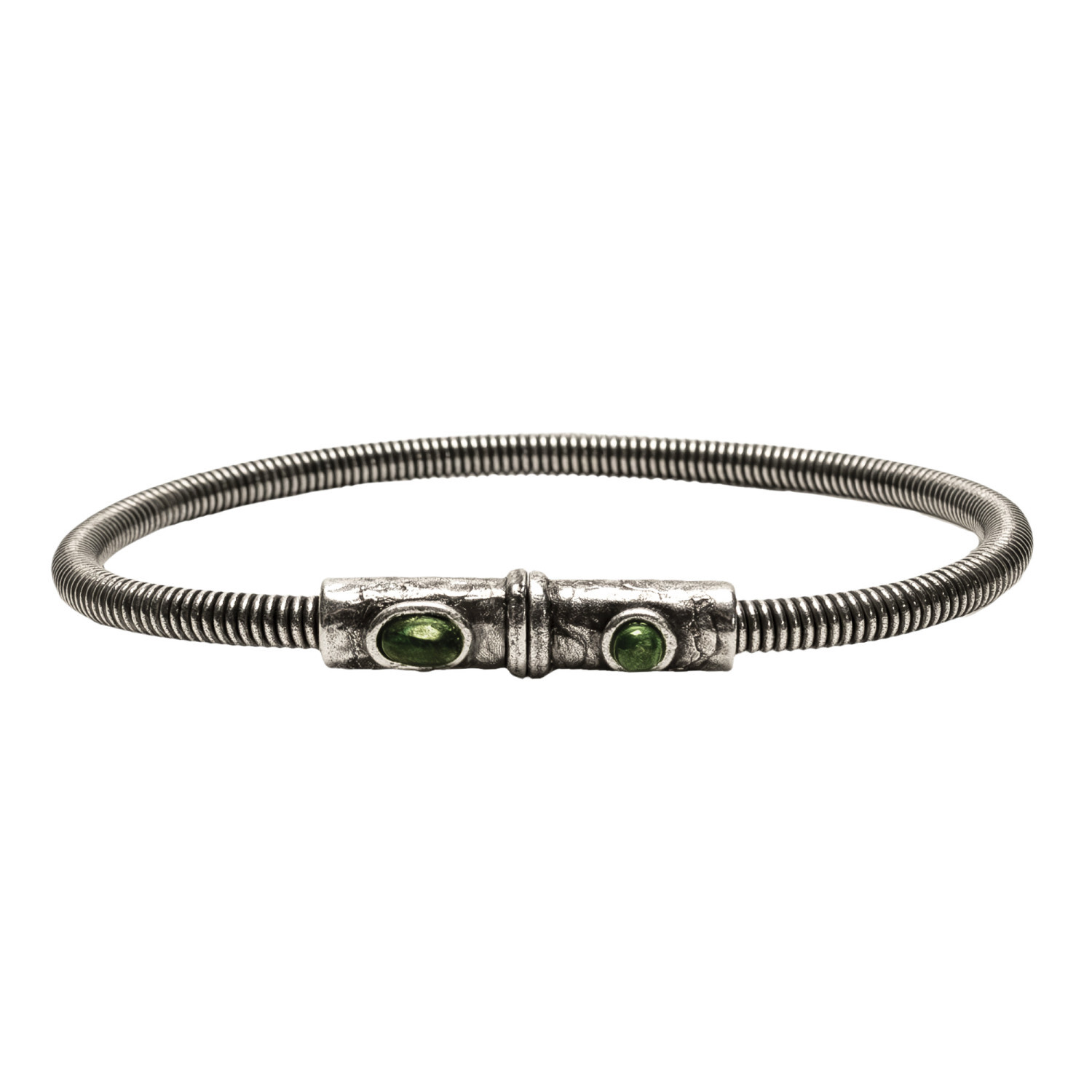 1SS0418-035 [SING A SONG]  MEN'S Bracelet En Corde De Basse Big Avec Fermoir Aimanté Martelé Et Pierres Naturelles #MALACHIT (EU)