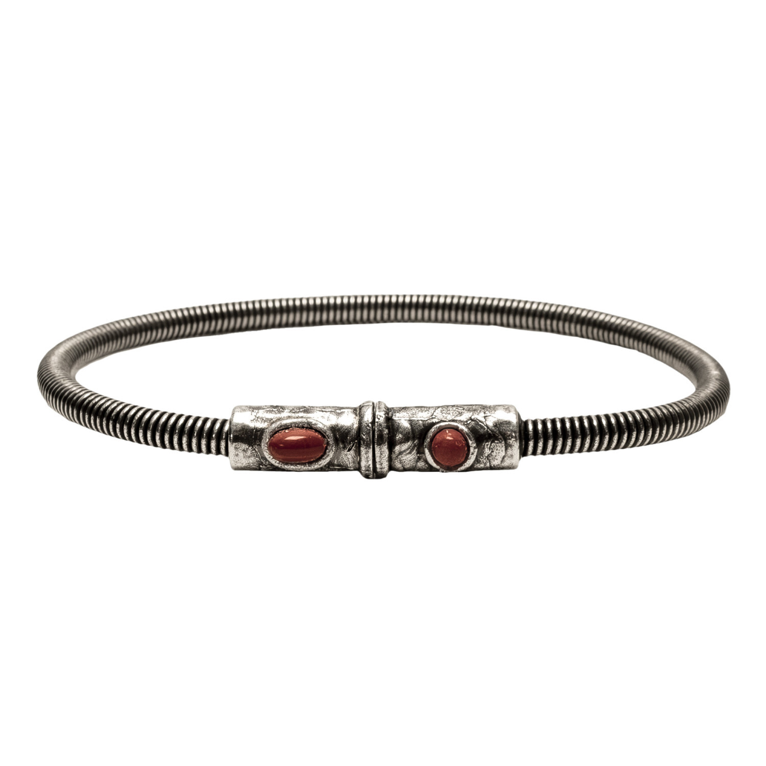 1SS0418-033 [SING A SONG]  MEN'S Bracelet En Corde De Basse Big Avec Fermoir Aimanté Martelé Et Pierres Naturelles #JASPEROUGE (EU)