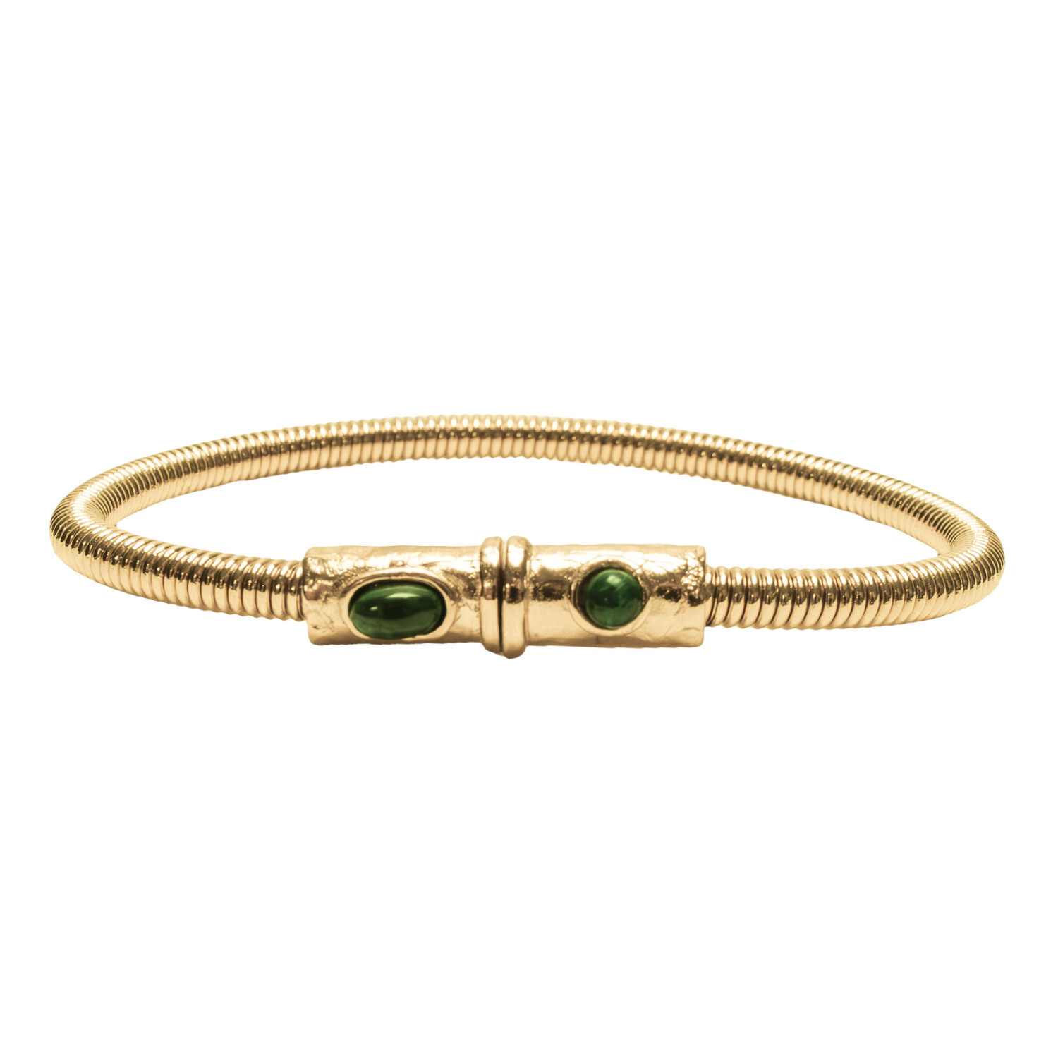 1SS0418-030 [SING A SONG]  BANG BANG Bracelet En Corde De Basse Big Avec Fermoir Aimanté Martelé Et Pierres Naturelles #MALACHIT (EU)