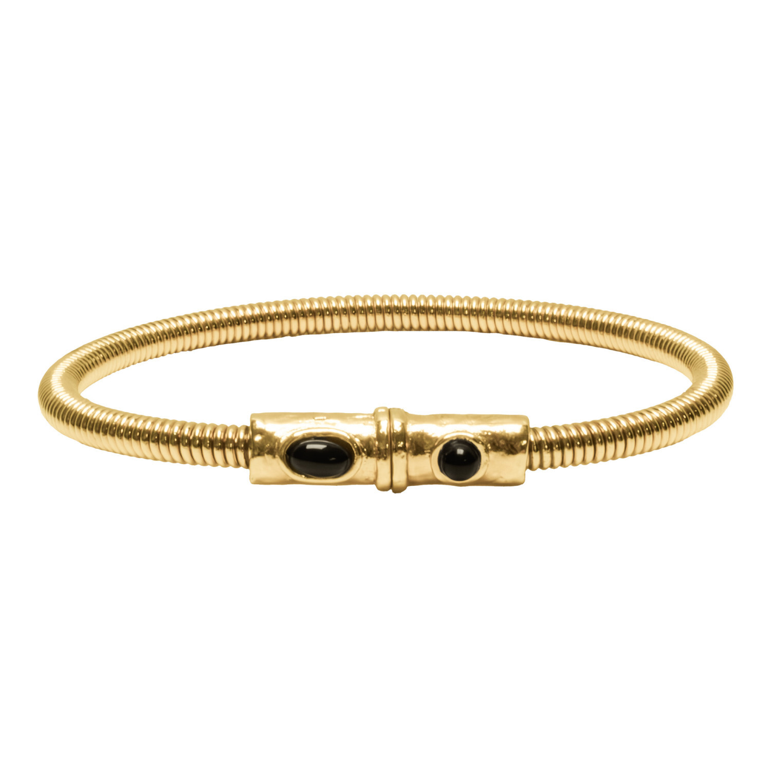 1SS0418-031 [SING A SONG]  BANG BANG Bracelet En Corde De Basse Big Avec Fermoir Aimanté Martelé Et Pierres Naturelles #ONYX (EU)