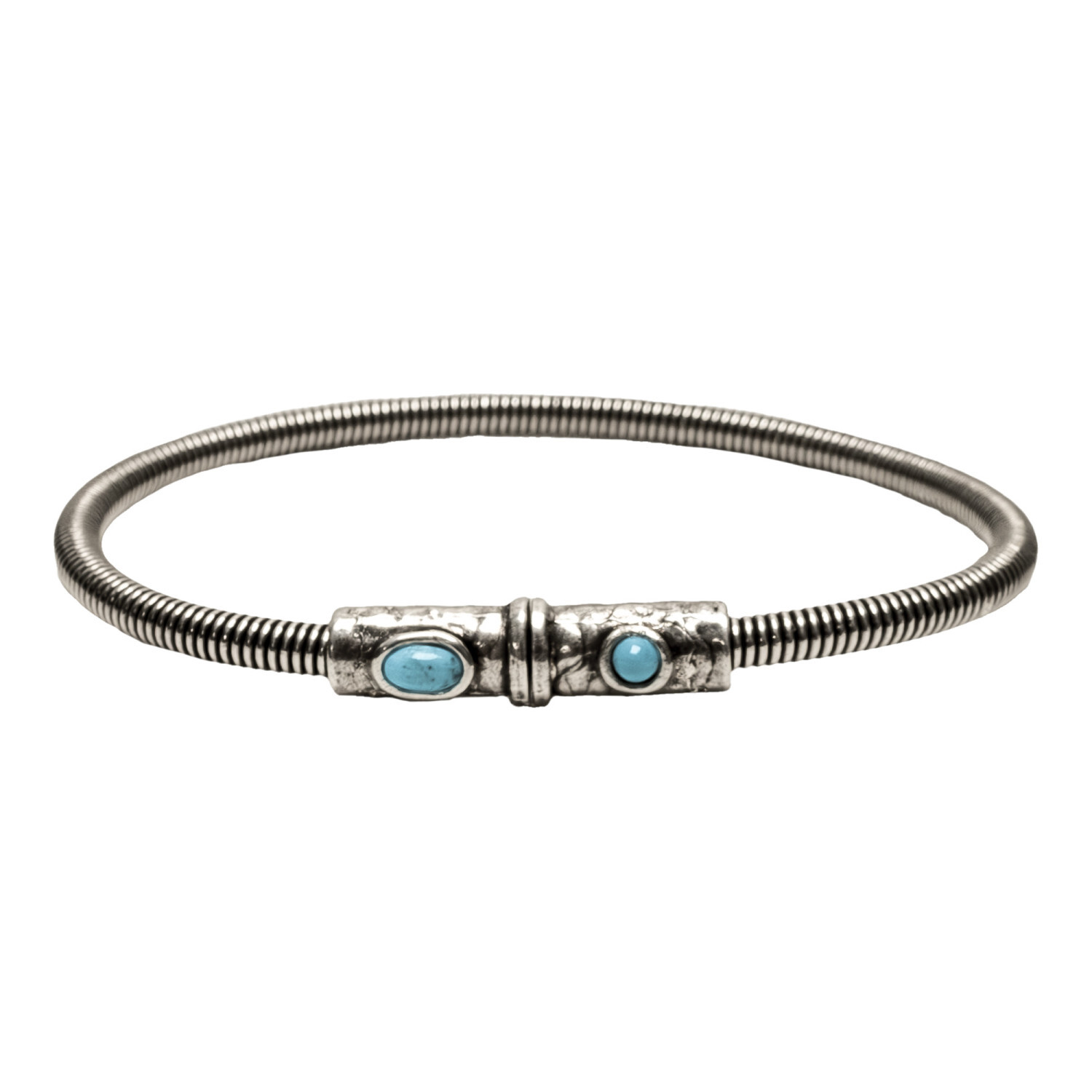 1SS0418-037 [SING A SONG]  MEN'S Bracelet En Corde De Basse Big Avec Fermoir Aimanté Martelé Et Pierres Naturelles #TURQUOISE (EU)