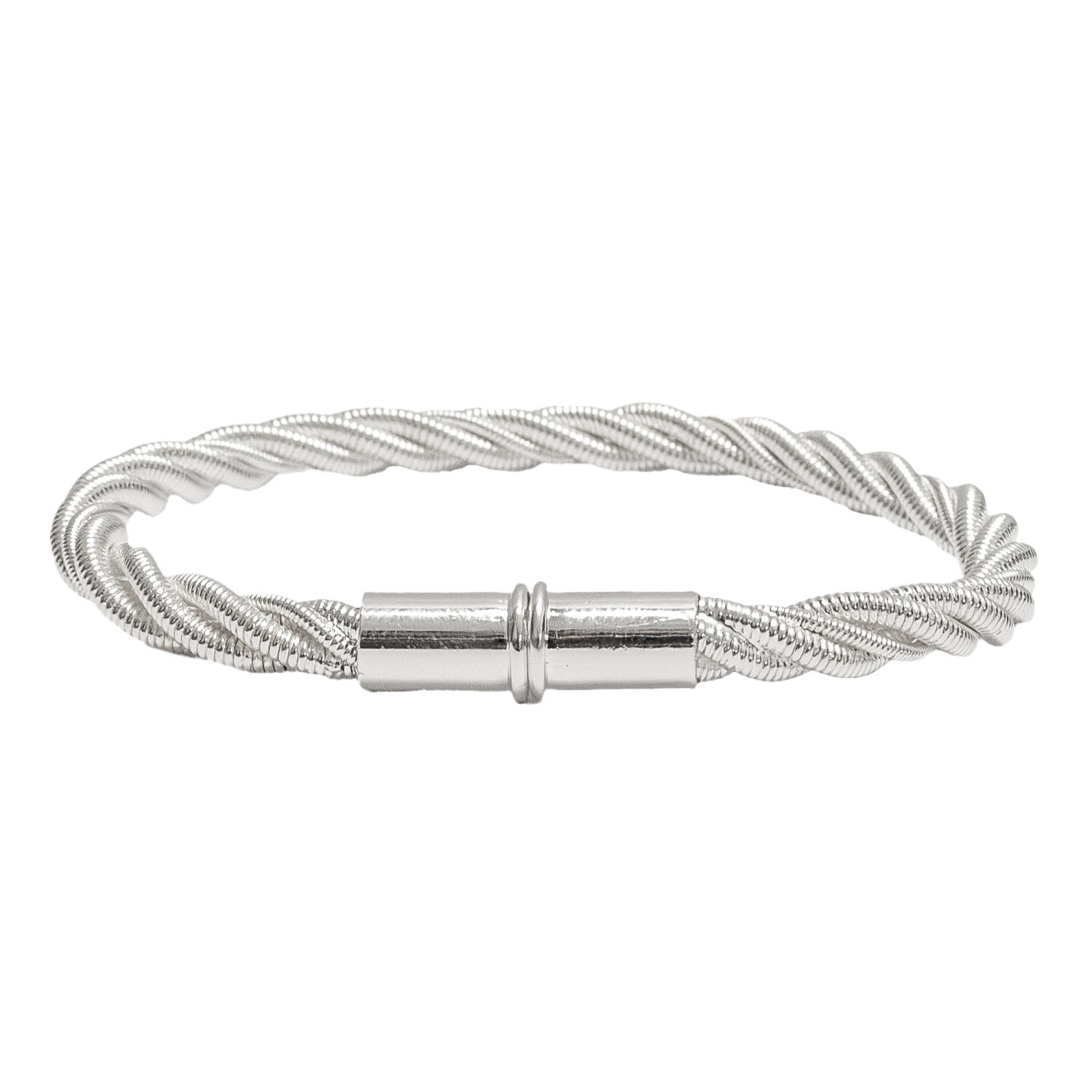 1SS0418-038 [SING A SONG]  BANG BANG Bracelet Twist En Corde De Basse Et Guitare Avec Fermoir Douille Aimantée #Argenté (EU)