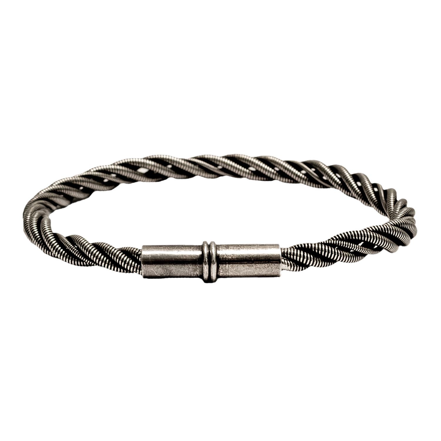1SS0418-042 [SING A SONG]  MEN'S Bracelet Twist En Corde De Basse Et Guitare Avec Fermoir Douille Aimantée #Argentévieilli (EU)