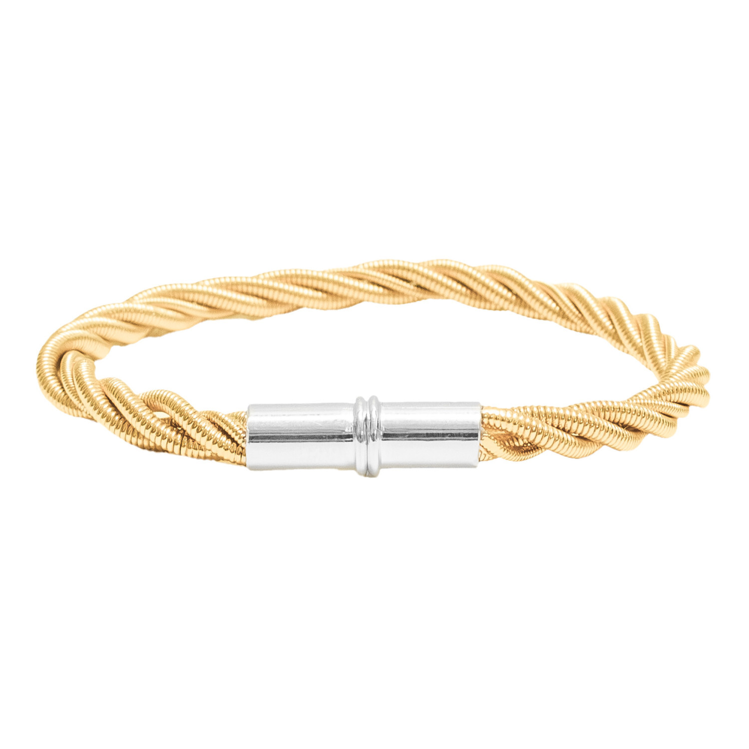 1SS0418-041 [SING A SONG]  BANG BANG Bracelet Twist En Corde De Basse Et Guitare Avec Fermoir Douille Aimantée #DoréetArgenté (EU)