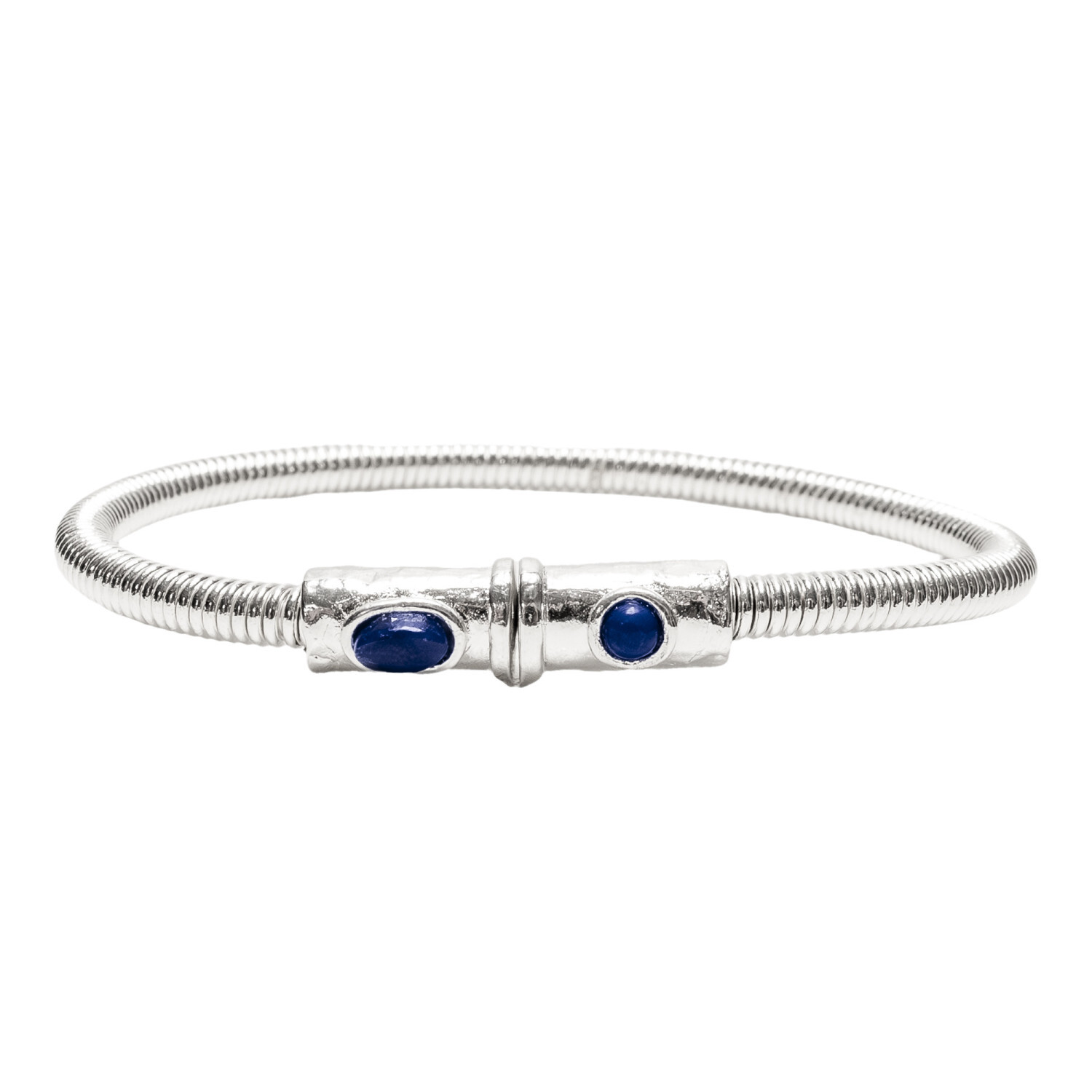 1SS0418-213 [SING A SONG]  BANG BANG Bracelet En Corde De Basse Big Avec Fermoir Aimanté Martelé Et Pierres Naturelles #LAPIS (EU)