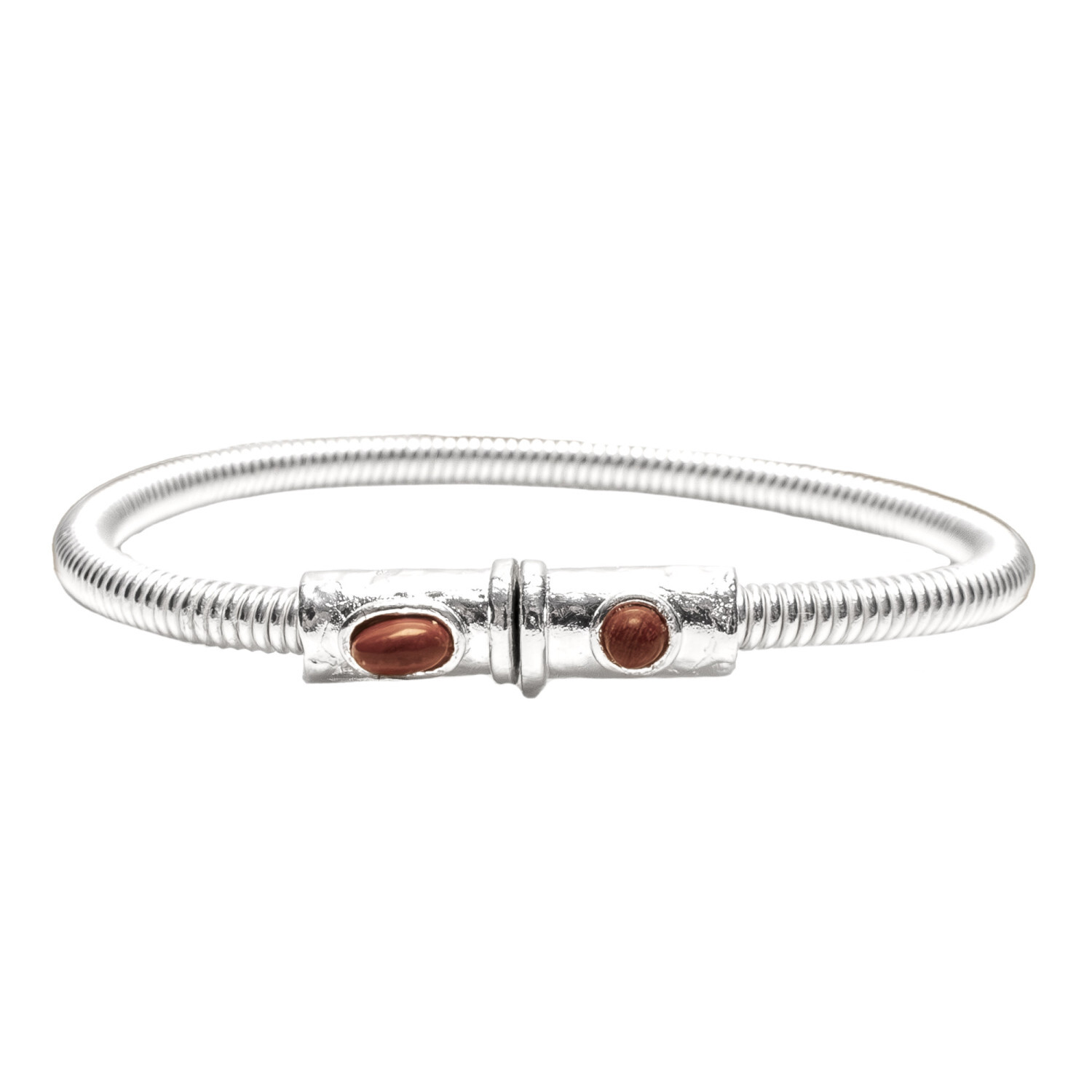 1SS0418-214 [SING A SONG]  BANG BANG Bracelet En Corde De Basse Big Avec Fermoir Aimanté Martelé Et Pierres Naturelles #JASPEROUGE (EU)