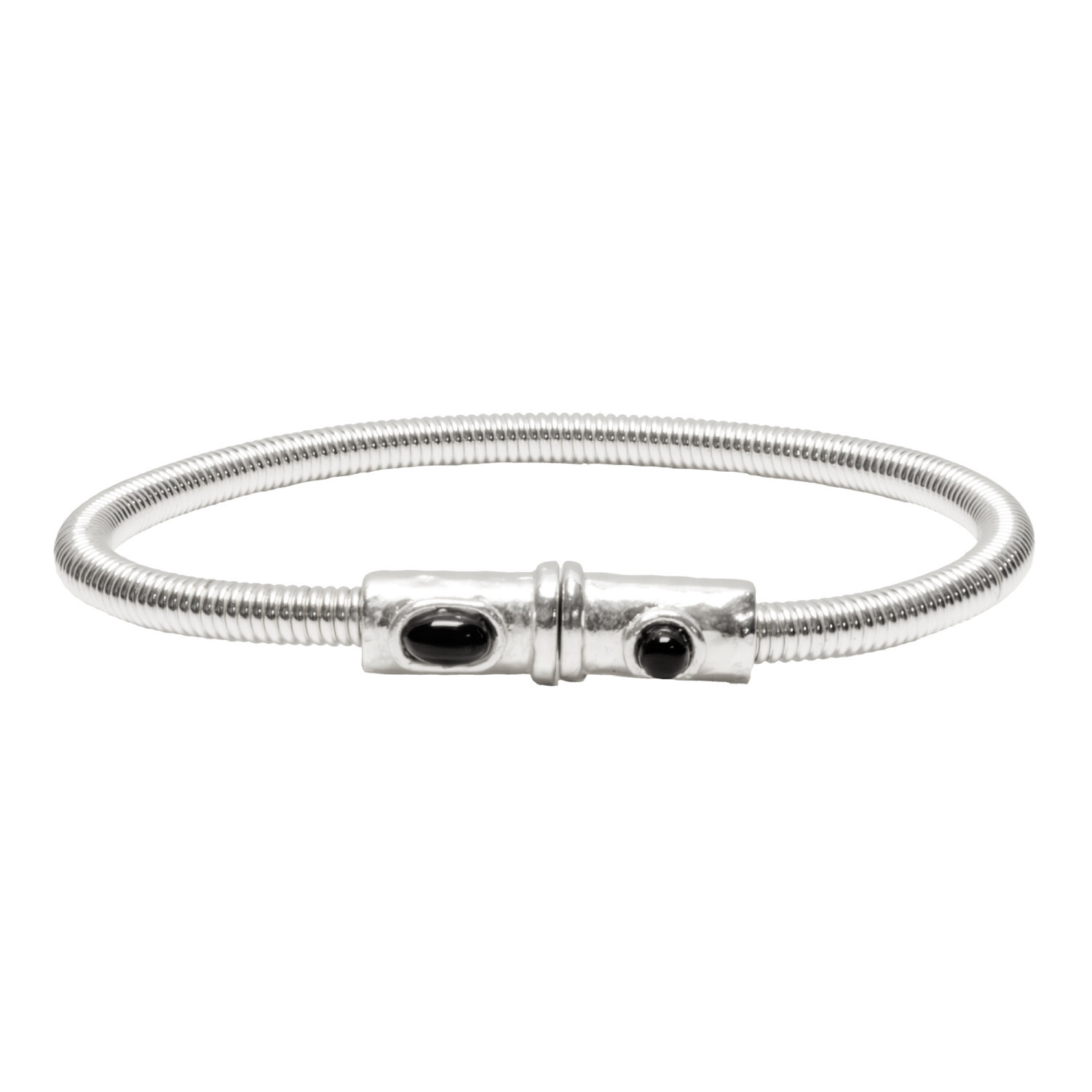 1SS0418-215 [SING A SONG]  BANG BANG Bracelet En Corde De Basse Big Avec Fermoir Aimanté Martelé Et Pierres Naturelles #ONYX (EU)