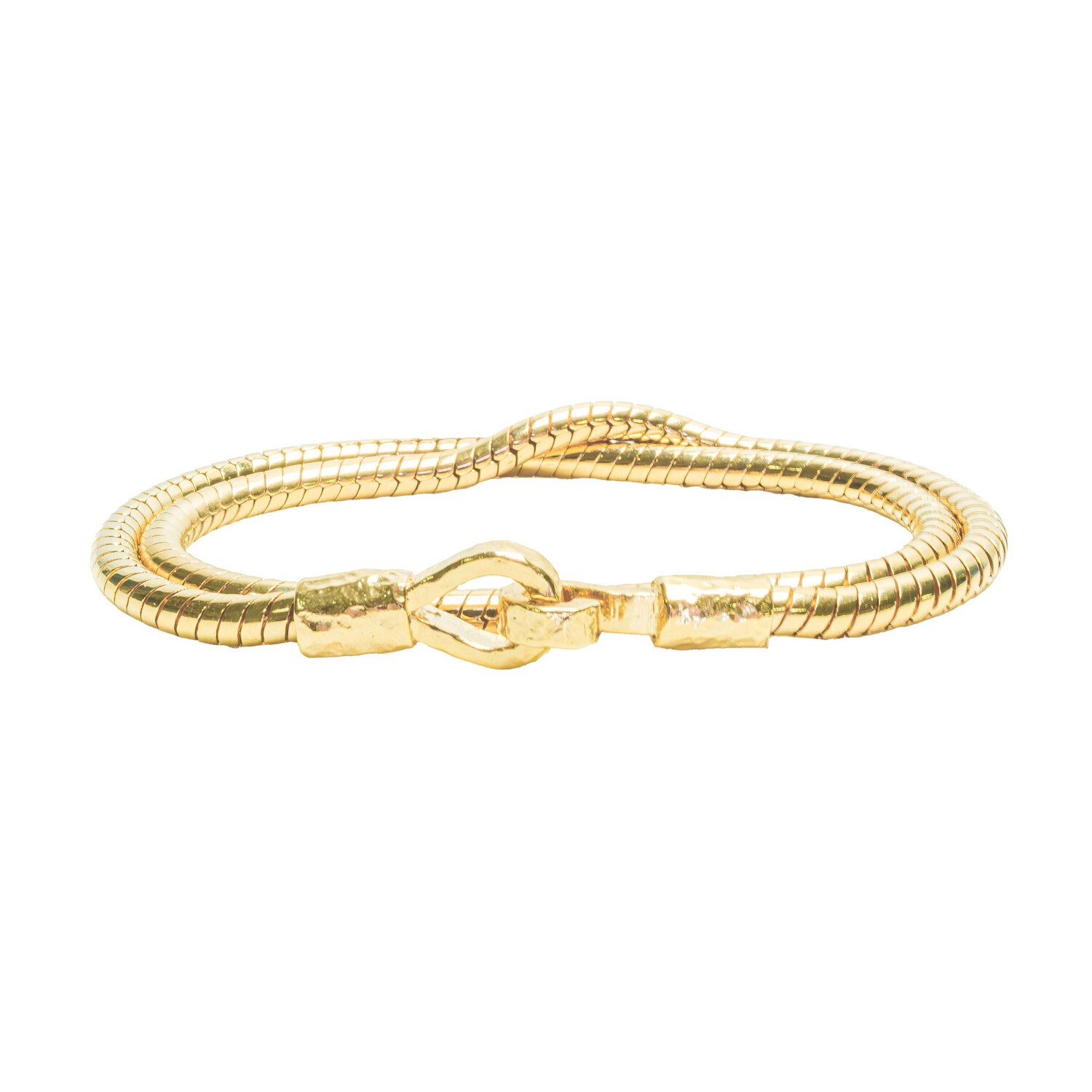 1SS0418-244 [SING A SONG]  HOOK, EYES & CROIX Bracelet Hook Martelé Sur Chaîne Serpent 2 Tours Pour Femme #DoréetArgenté (EU)