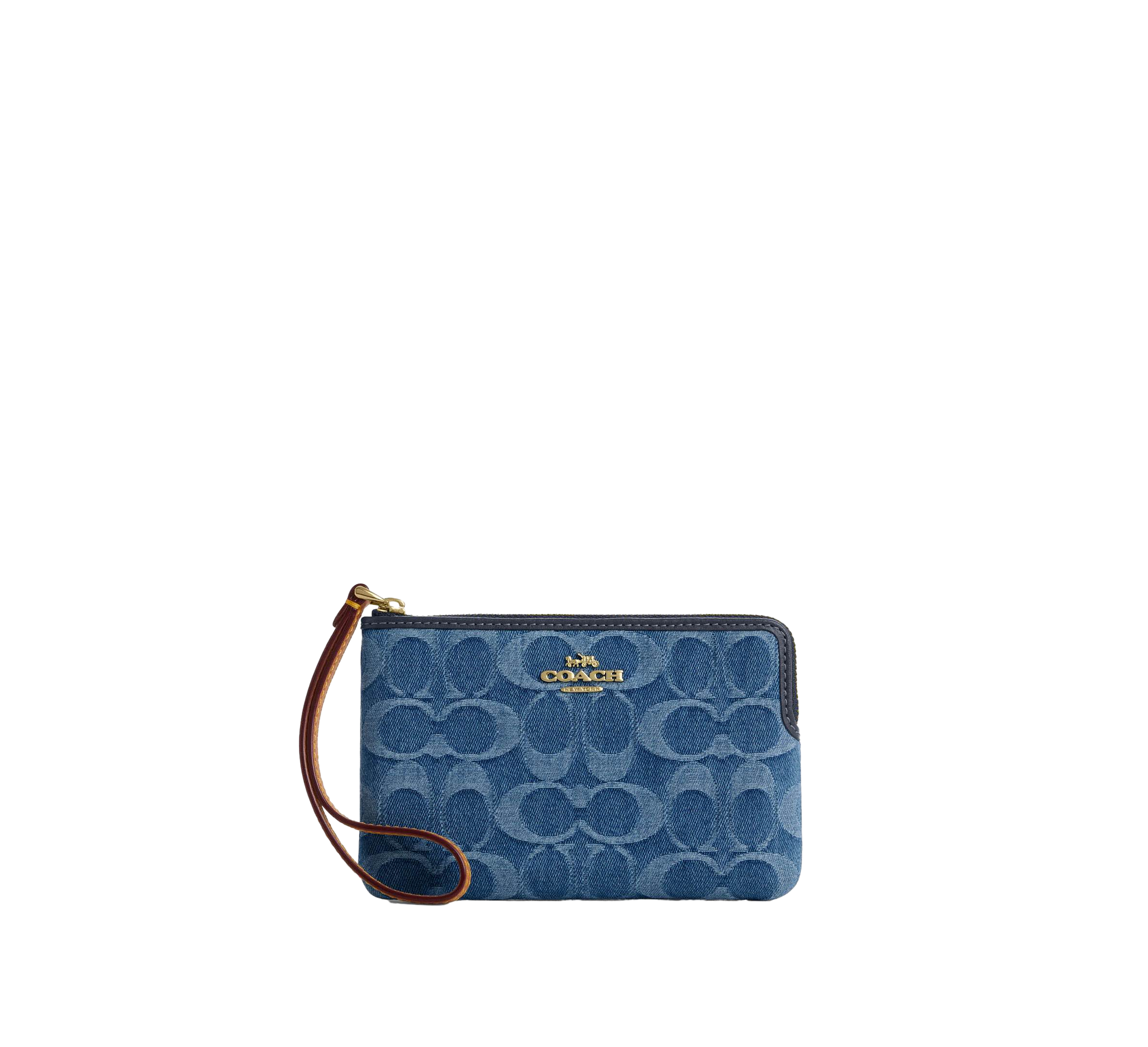 【Coach Outlet】Corner Zip Wristlet In Signature Denim  丹寧