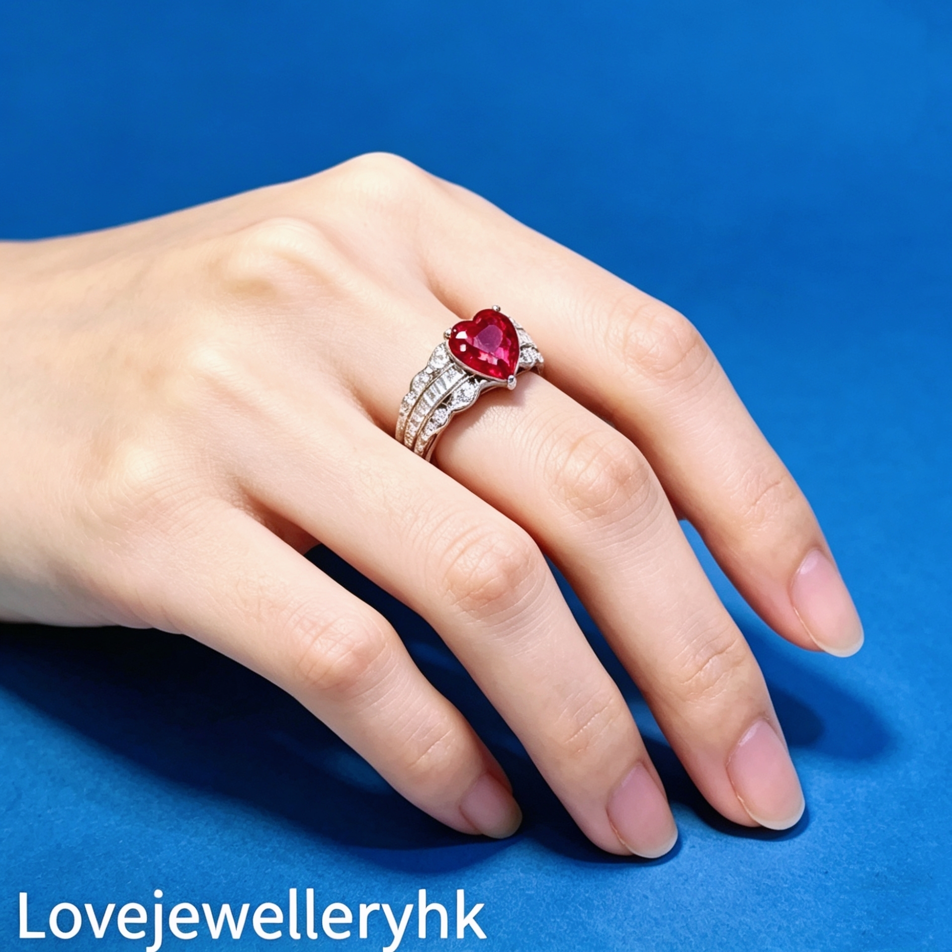 兩卡培育紅寶石心形戒指  GR021