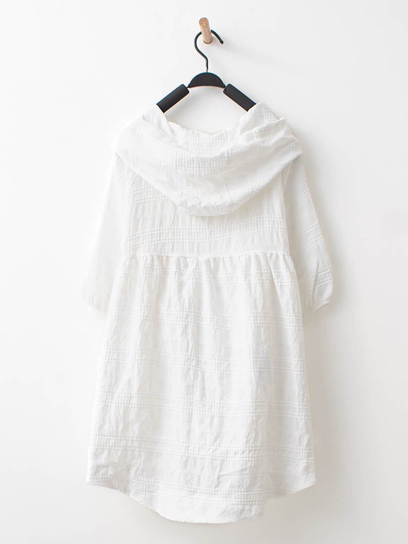 日系緹花空氣感半拉鍊連帽上衣