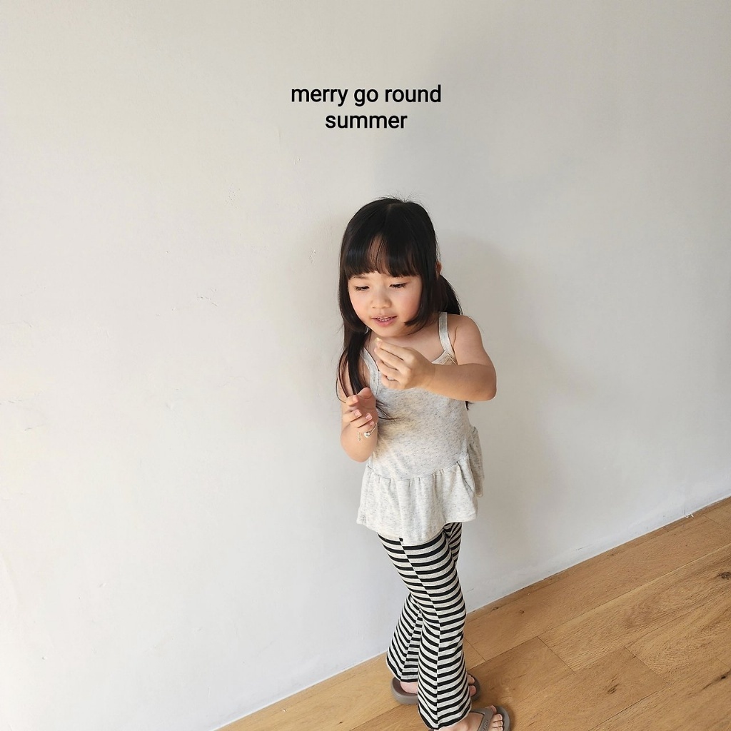 正韓夏Merry-go-round 吊帶條紋喇叭褲套裝