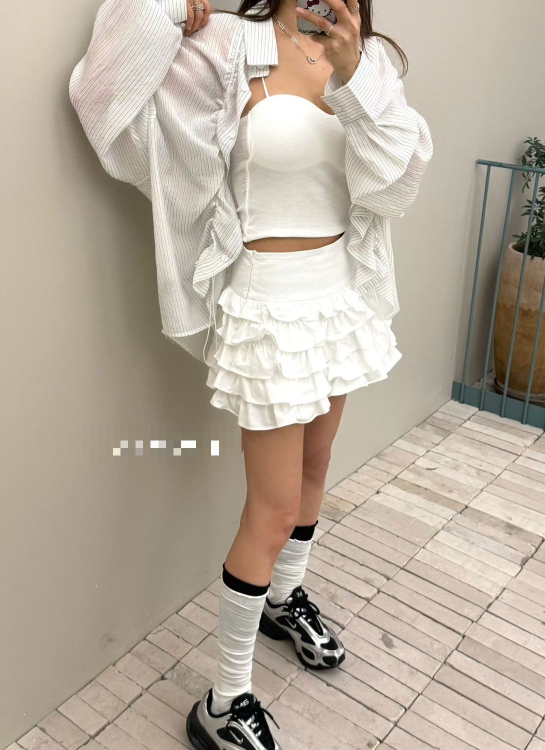 直線抽繩休閒襯衫
