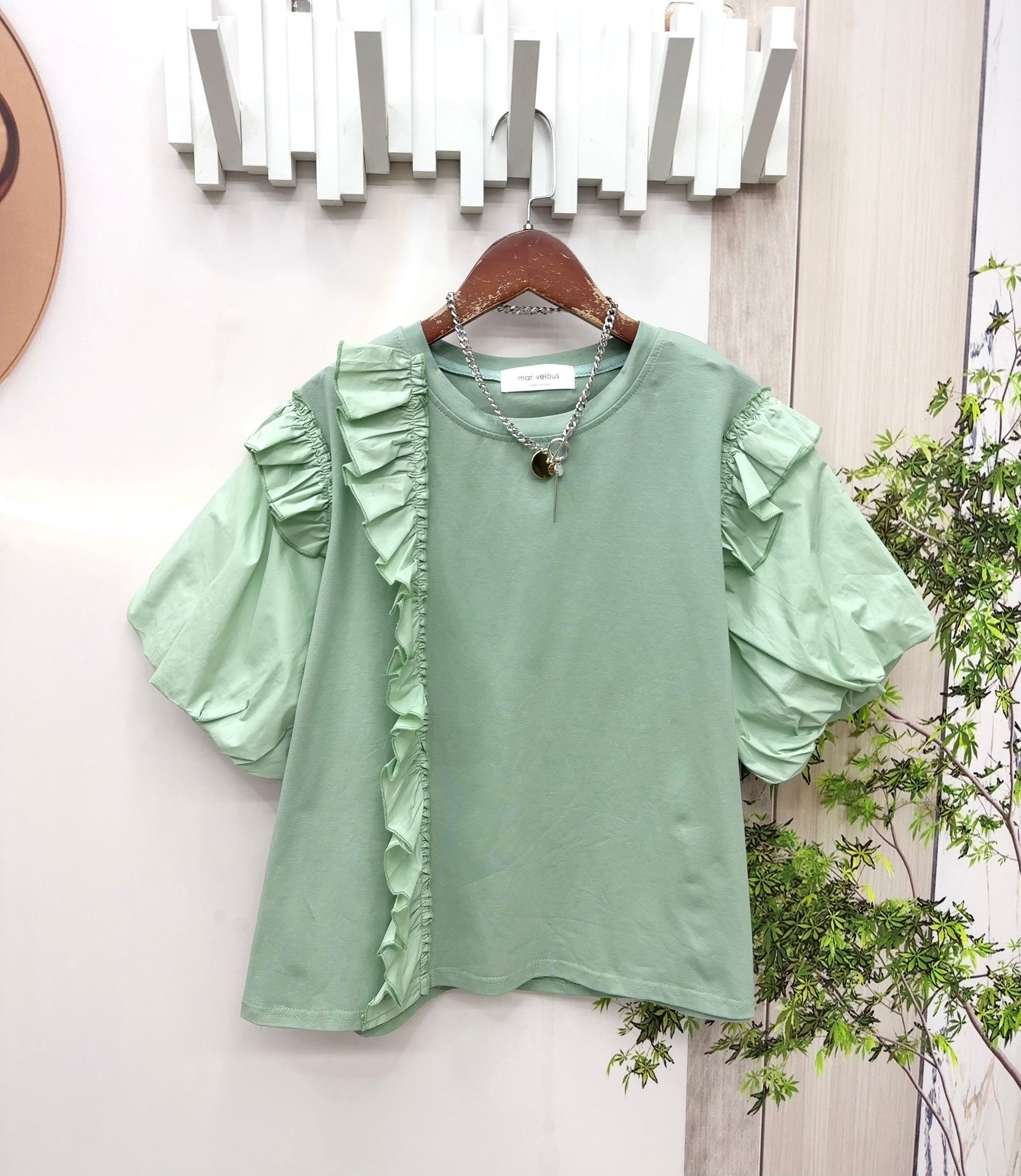 韓國高質淨色拼raffle top ～159A