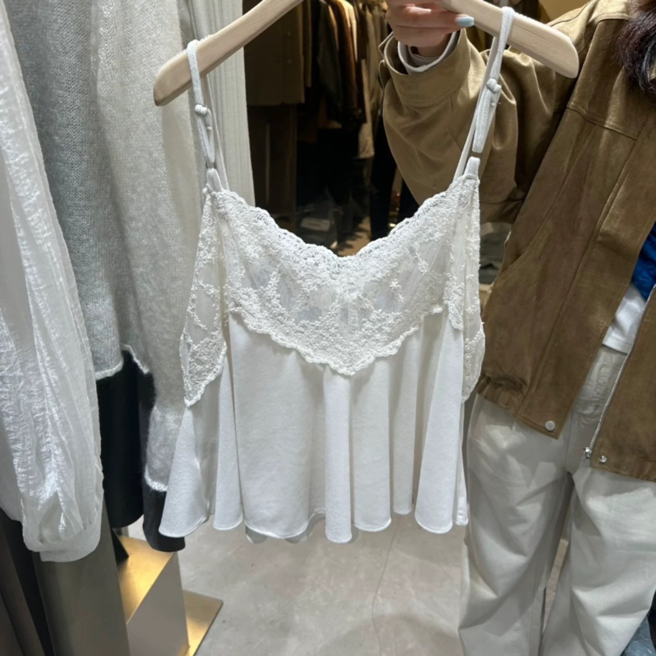 透視蕾絲吊帶傘背心