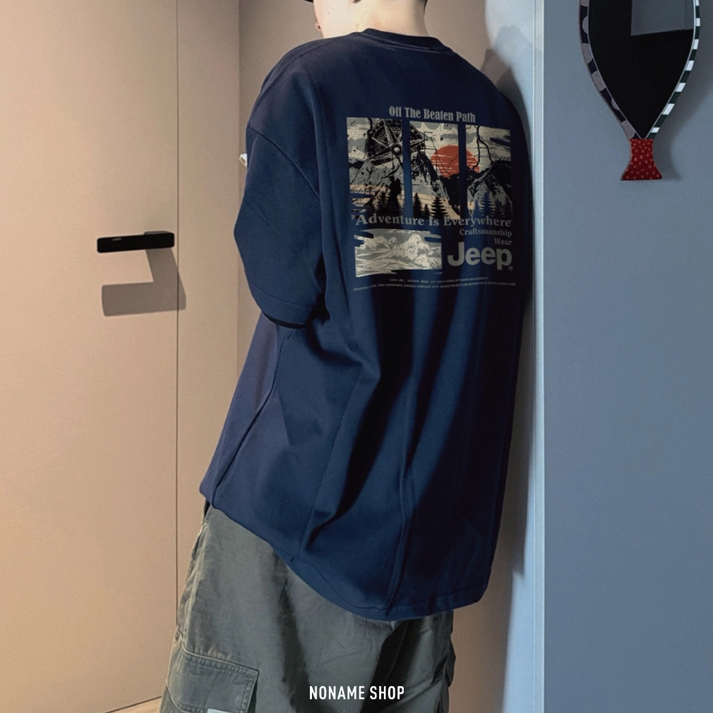 JEEP 美式重磅 戶外 落日 山系 復古 印花 短袖 七色 (男款)