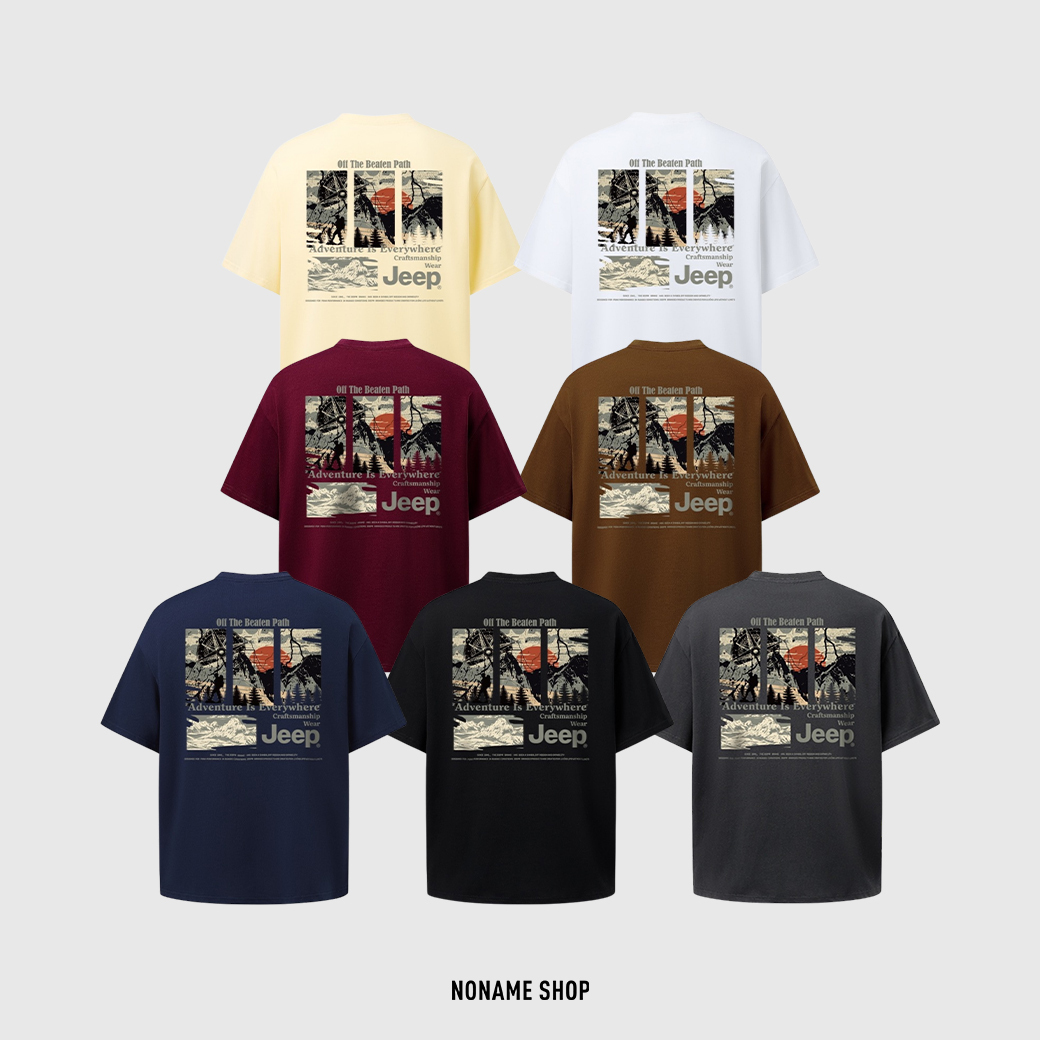 JEEP 美式重磅 戶外 落日 山系 復古 印花 短T 七色 (男款)