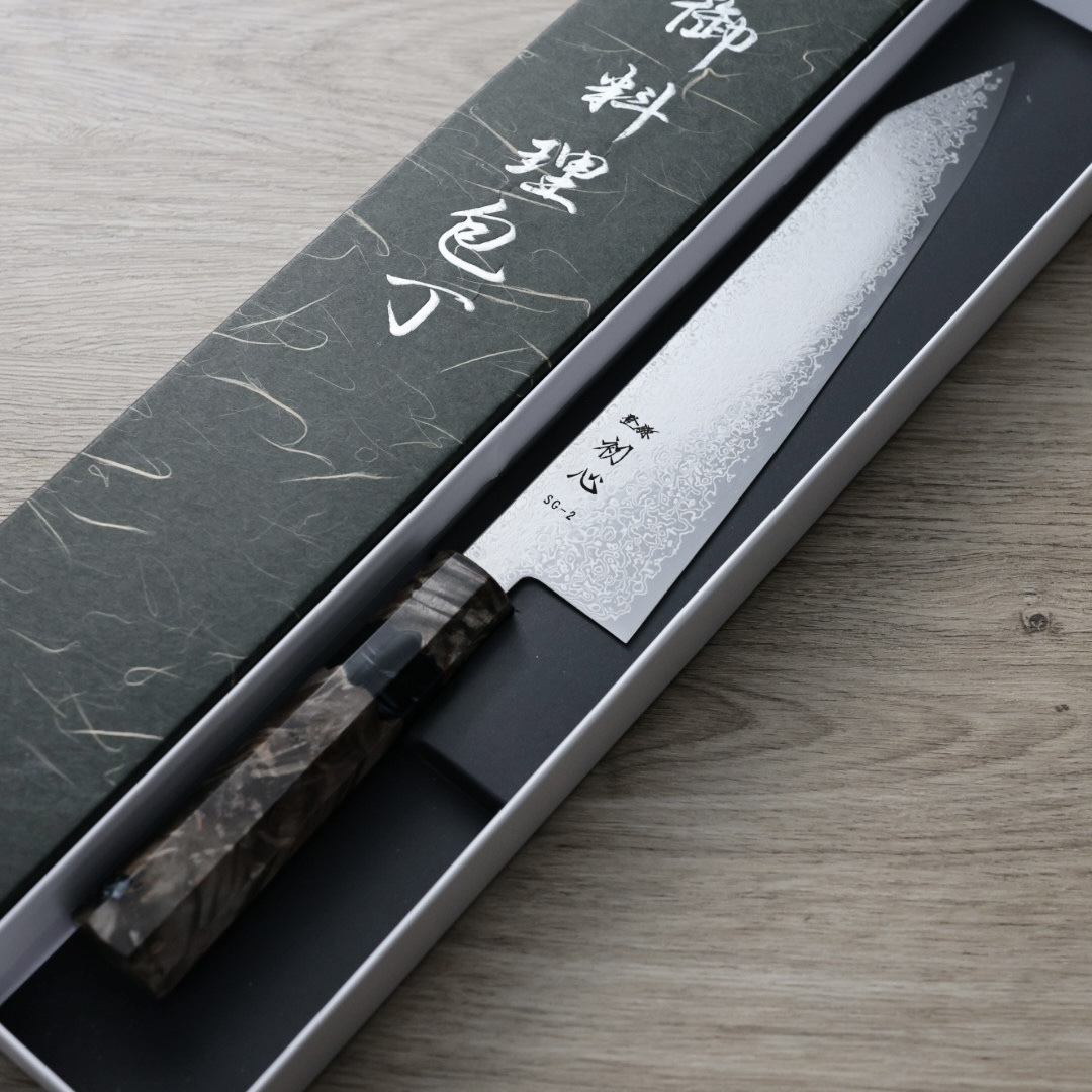 初心 細冰 切付牛刀 240mm SG2鋼 大馬士革