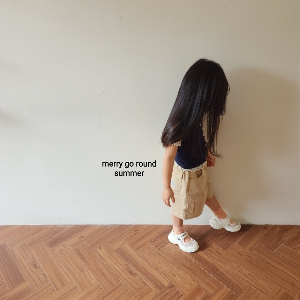 正韓夏Merry-go-round 卡其色小標五分褲