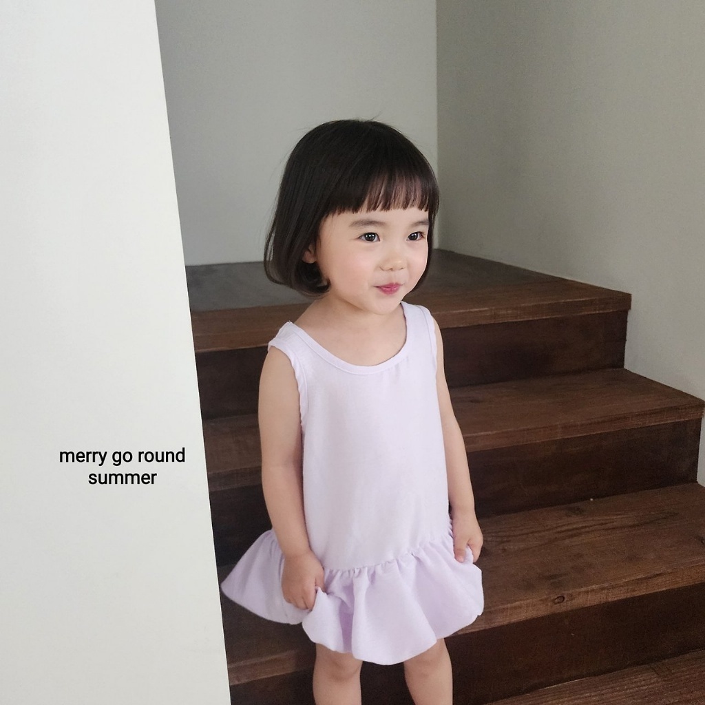 正韓夏Merry-go-round 後蝴蝶結綁帶傘狀吊帶洋裝