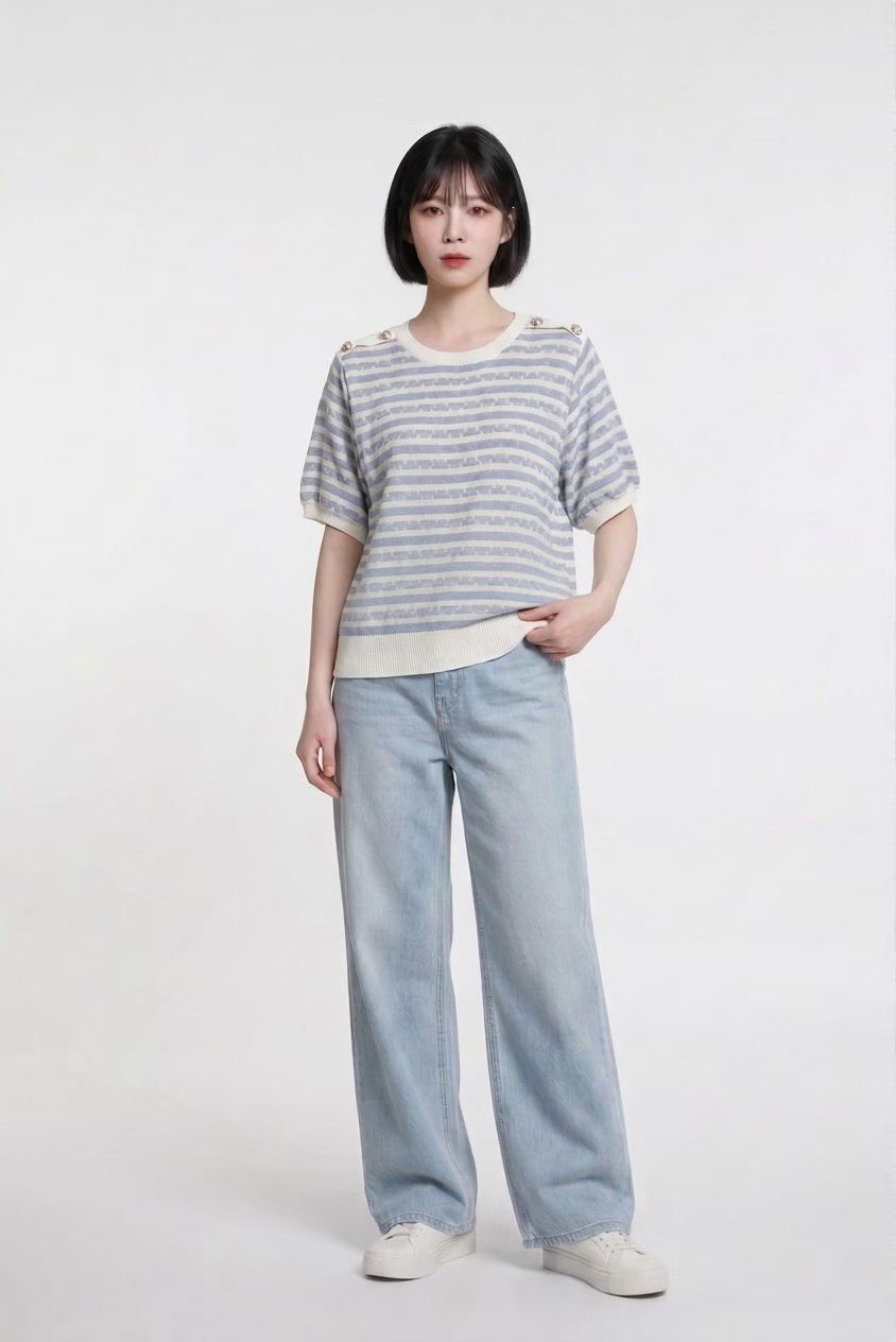 韓國高質格仔拼布top~159S