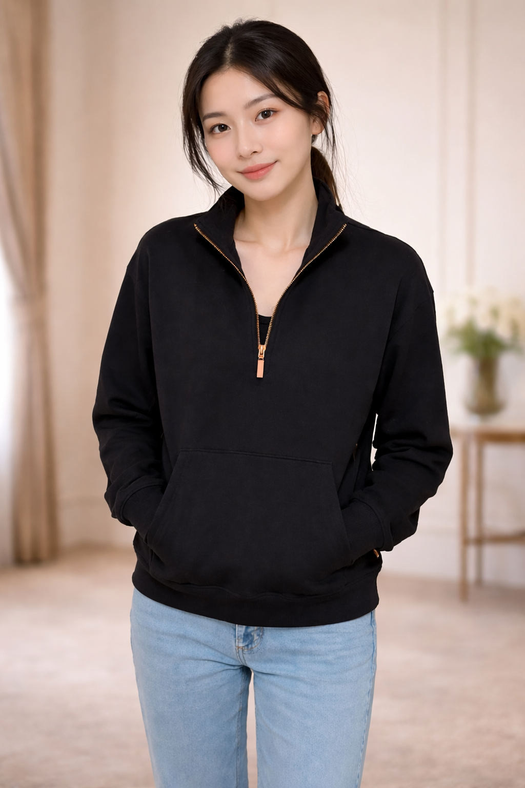 OBS442 Skechers Women's Ribbed Quarter Zip