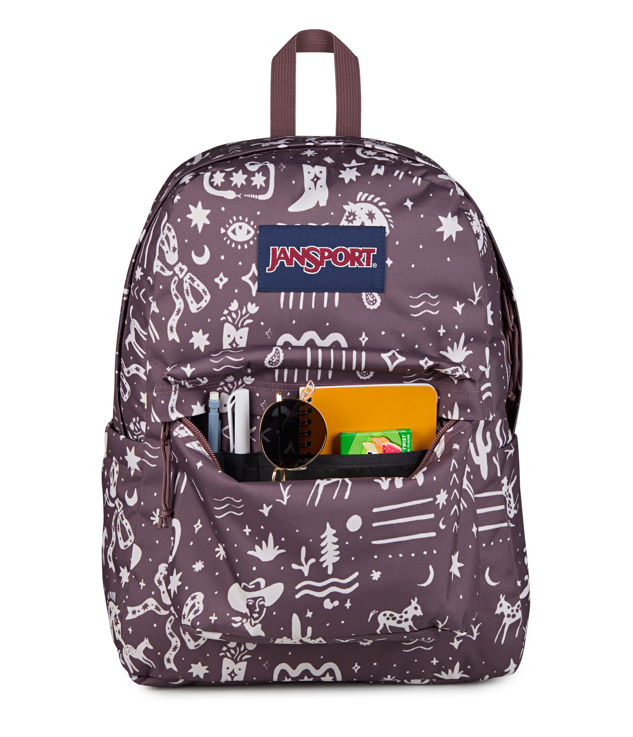 JANSPORT SUPERBREAK PLUS - YEEHAW AND HORSES MAHOGANY HAZE/CREAM